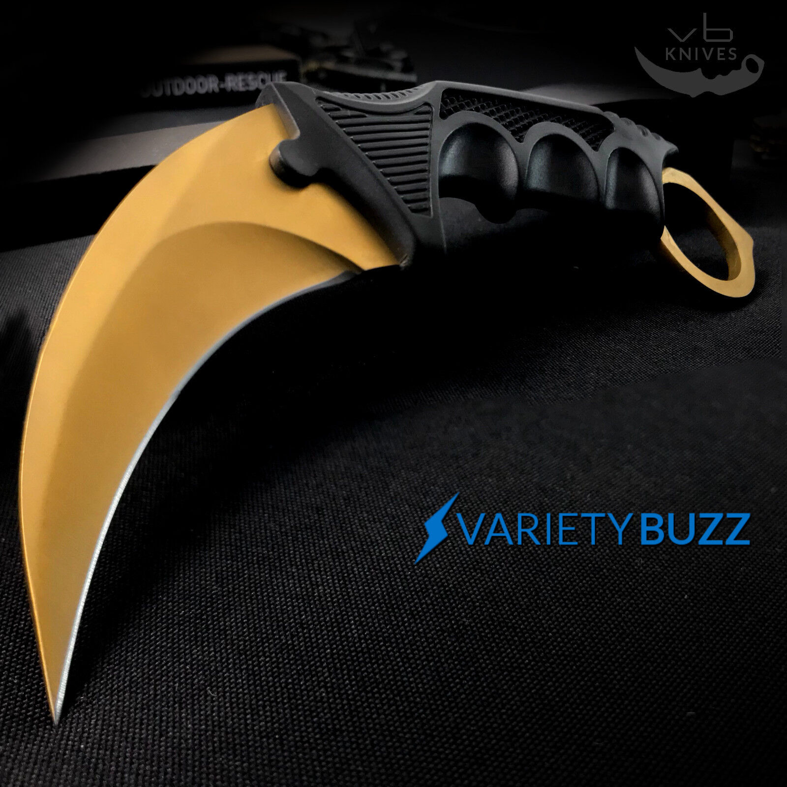 Karambit Claw Fixed Blade GOLD Cleaver BOWIE Hunting Knife Straight Edge Razor  