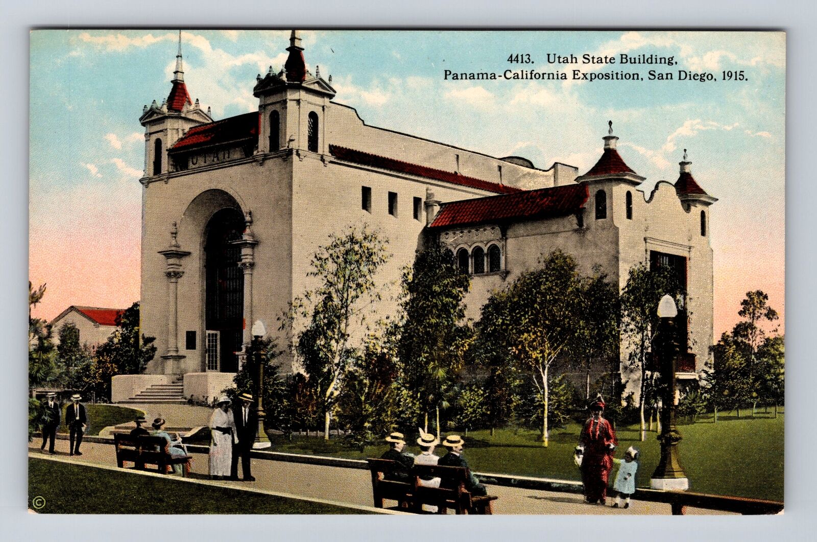 San Diego CA-California, Building Panama California Exposition Vintage Postcard
