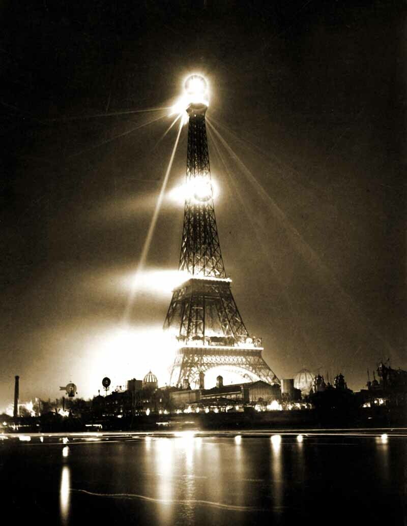 1889 Eiffel Tower at Night, Paris, France Old Photo 8.5\