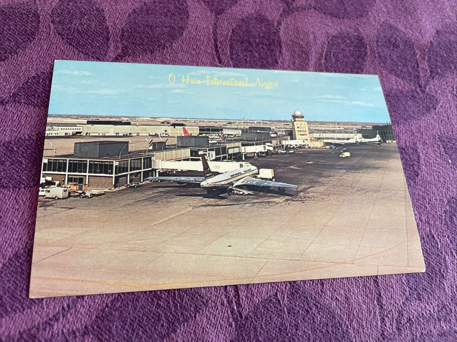 1960s Continental Airlines 707 w/EA electras Chicago O’hare airport postcard
