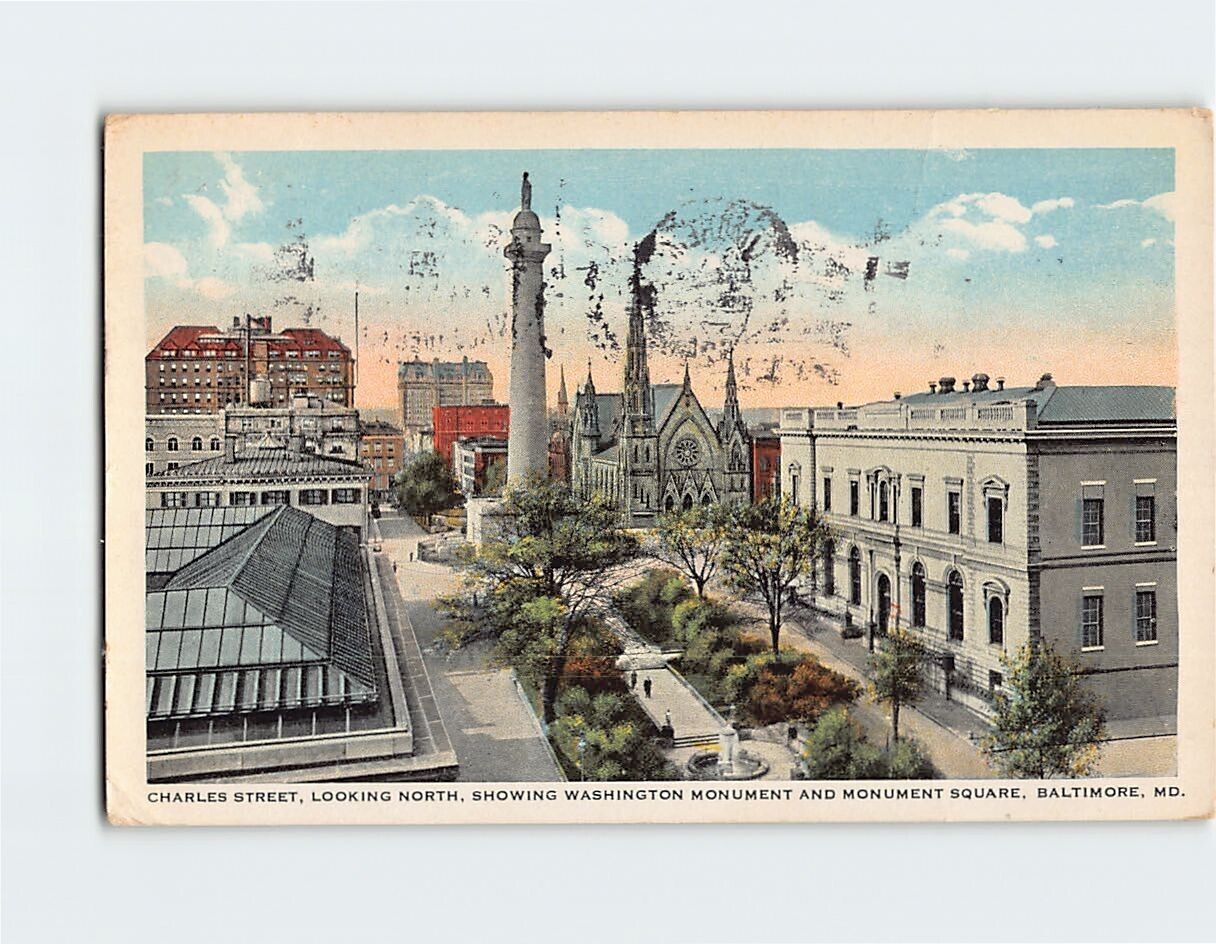 Postcard Charles Street, Looking North, Baltimore, Maryland