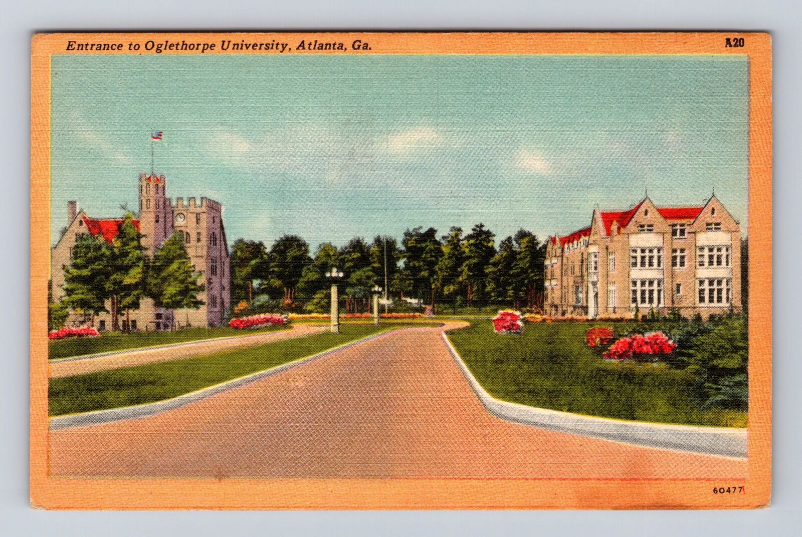 Atlanta GA-Georgia, Entrance To Oglethorpe University, Antique Vintage Postcard