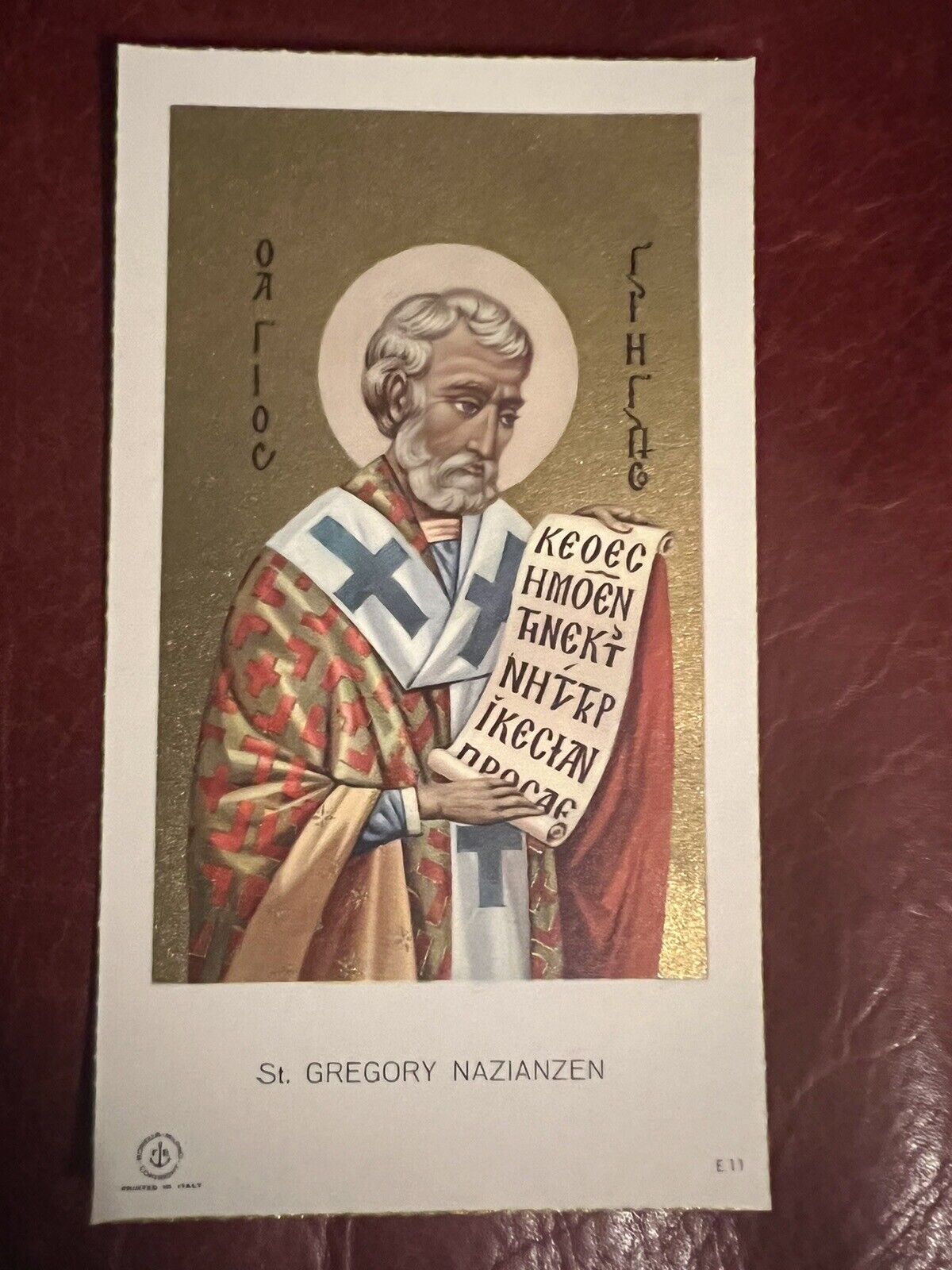 Vintage Catholic Holy Card - Rare Icon St. Gregory Nazianzen