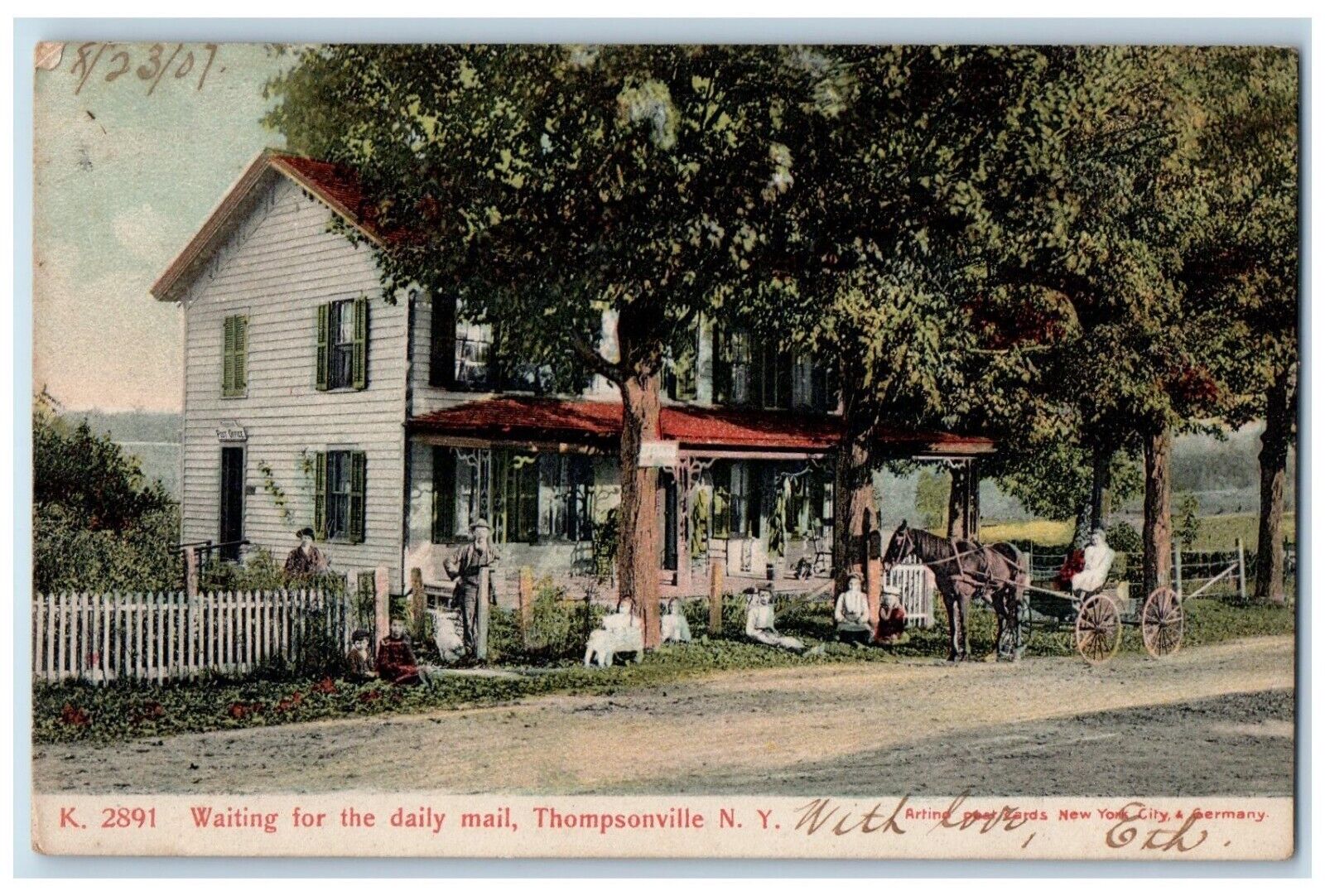1907 View Of Waiting For The Daily Mail Thompsonville New York NY Postcard
