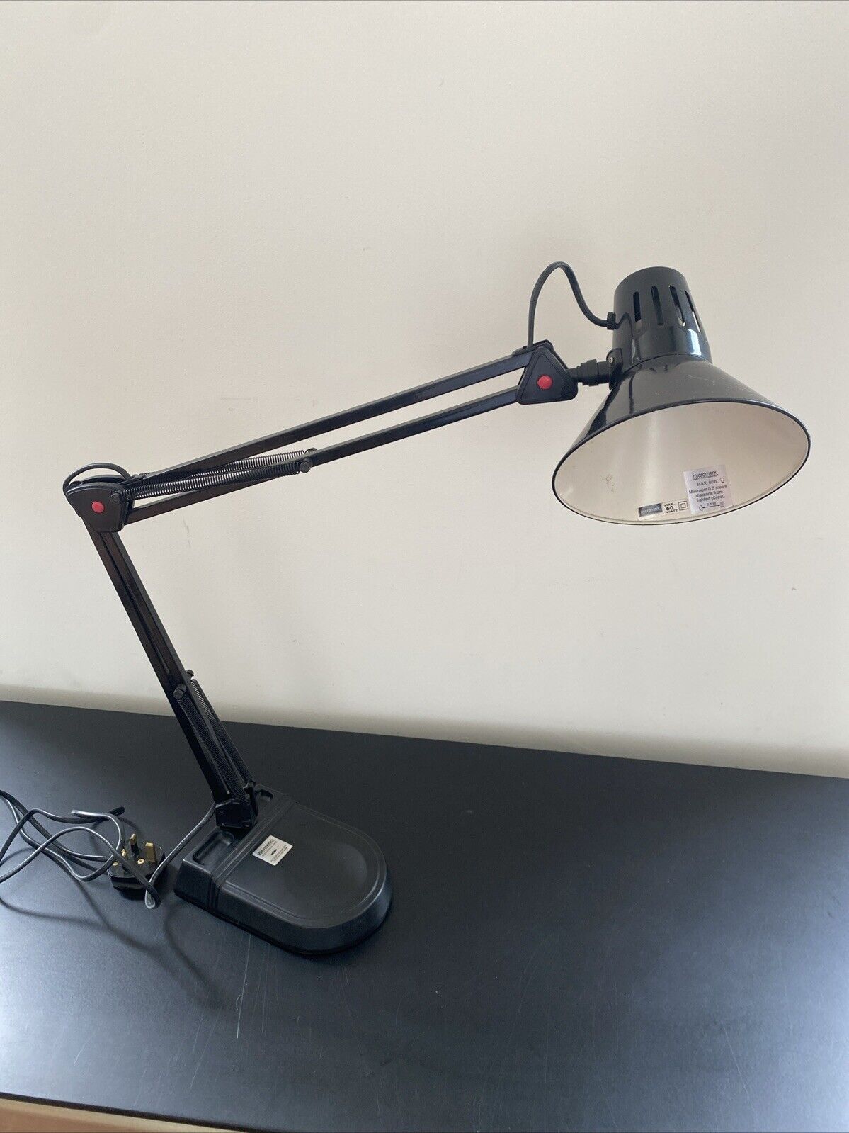 Vintage Black Micromark Tall Desk Lamp Anglepoise Swing Arm