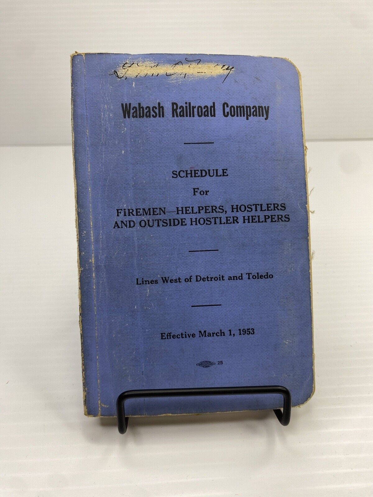 1953 Wabash Railway Company Lines West of Detroit & Toledo Schedule Train RR