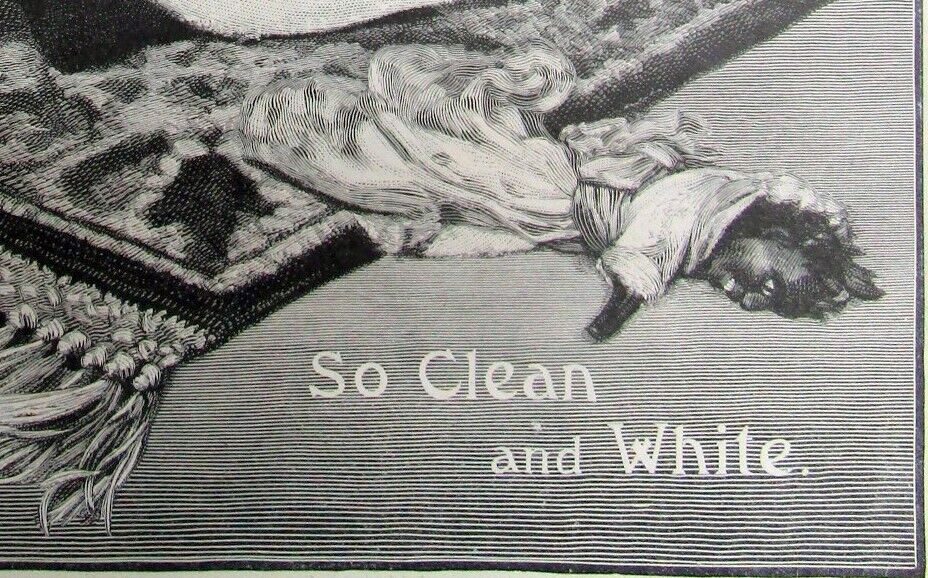 1902 newspaper with an illustrated graphic RACIST ADVERTISEMENT for a WHITE SOAP