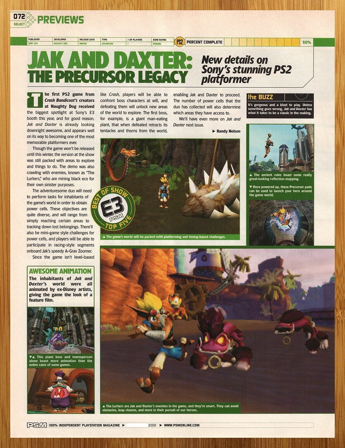 2001 Jak & Daxter Precursor Legacy PS2 PREVIEW Print Ad/Poster Video Game Art