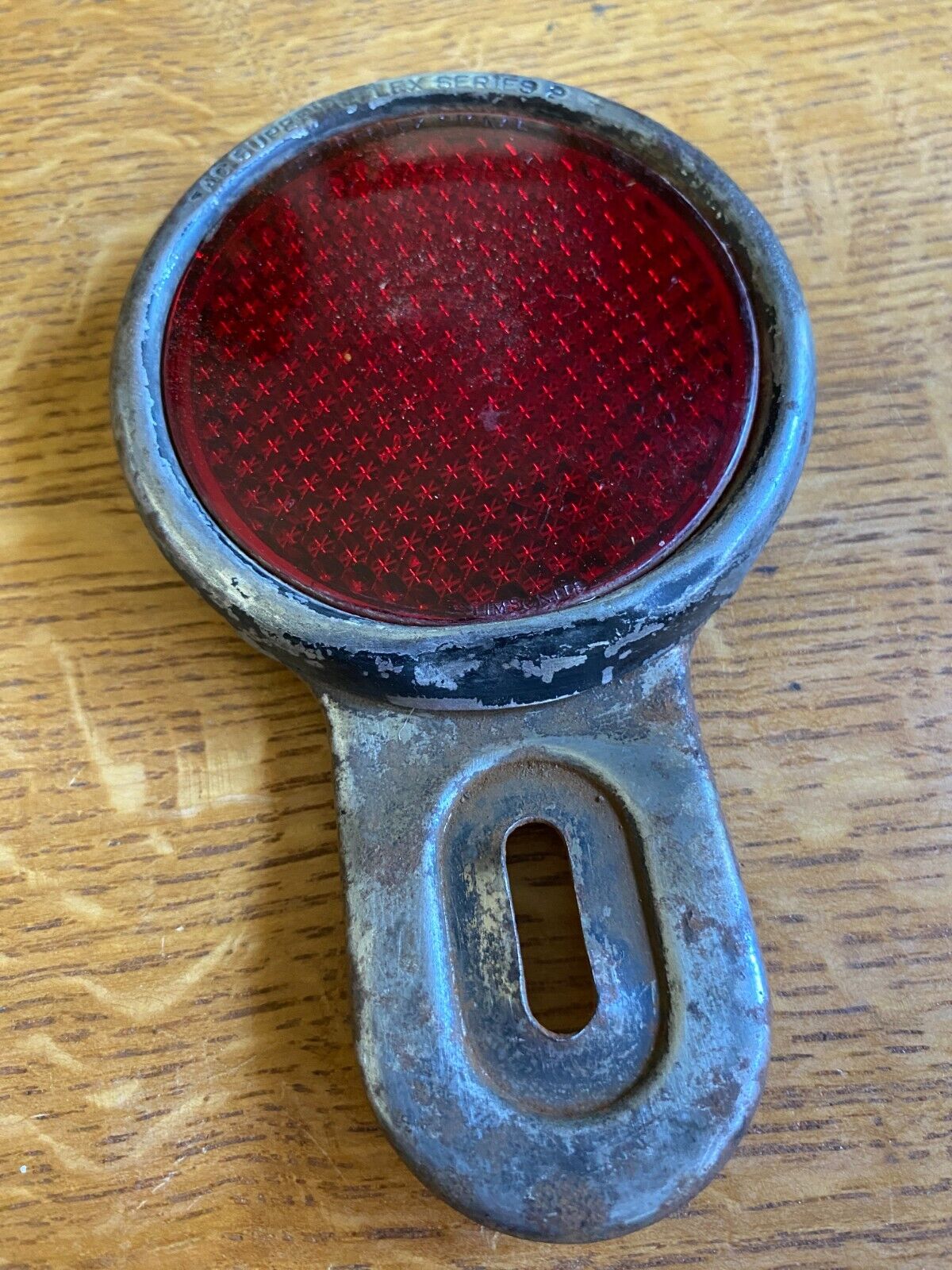 Vintage Prewar AC Reflex series 9 Red Glass Reflector License Plate Topper