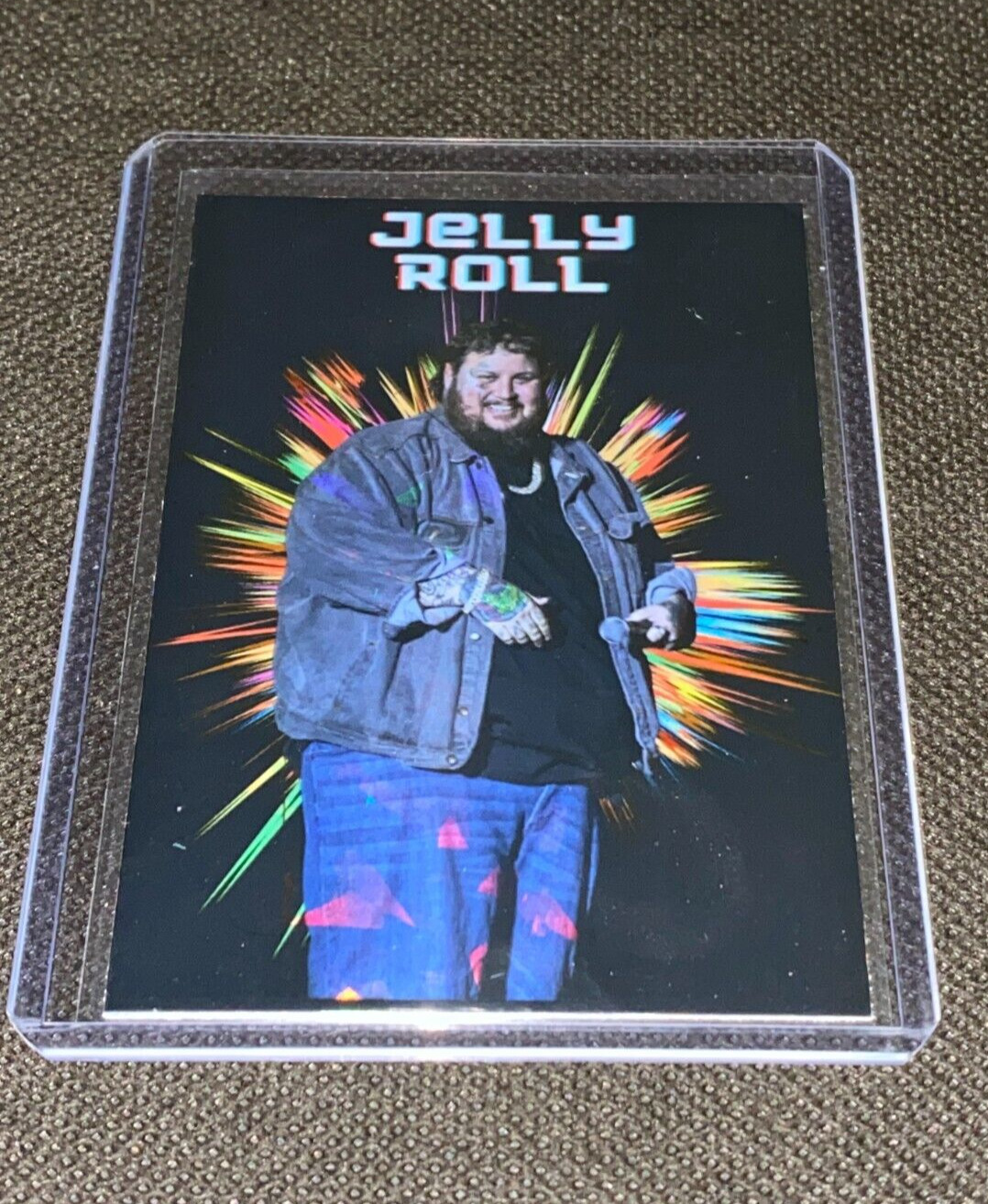 Jelly Roll Custom Holo Refractor Prizmatic Card in top loader