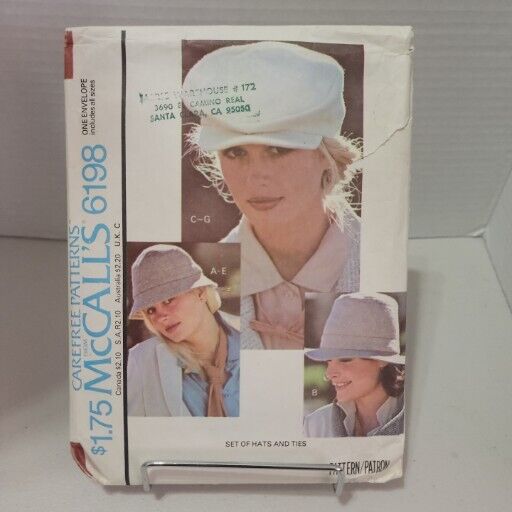 1970\'s VTG McCall\'s Set of Hats and Ties Pattern 6198 CUT