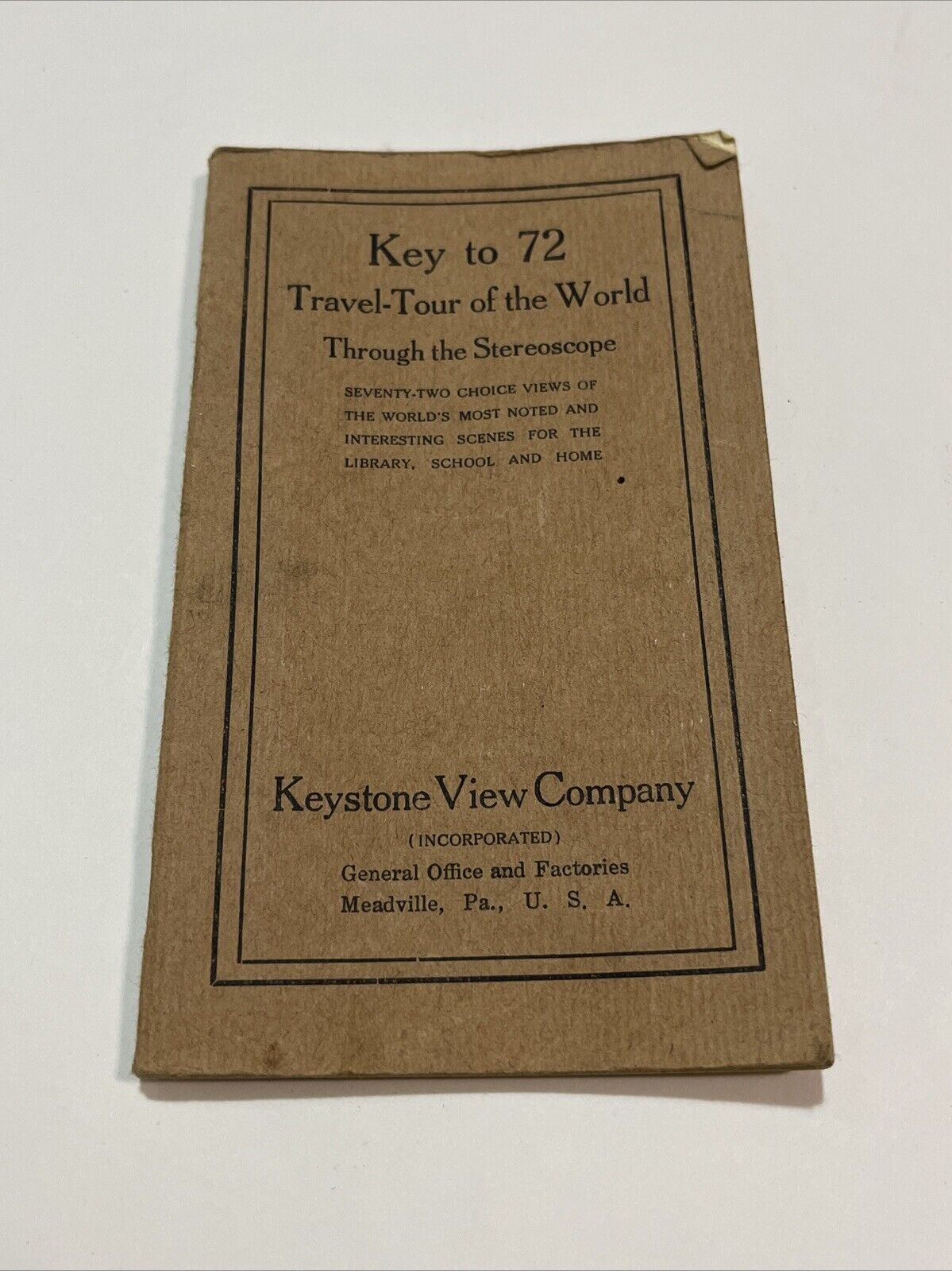 Keystone View Key To 72 Travel-Tour Of The World Through The Stereoscope 1914