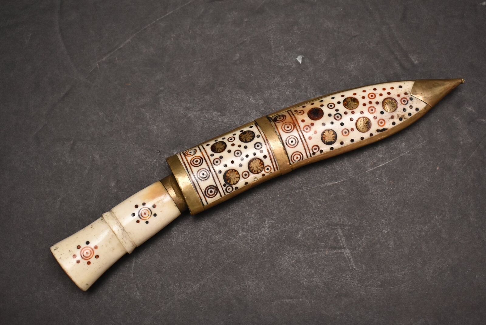 Antique Jambiya dagger Knife Inlayed Pearl Horn Handle Moroccan Syrian BEATUFIUL