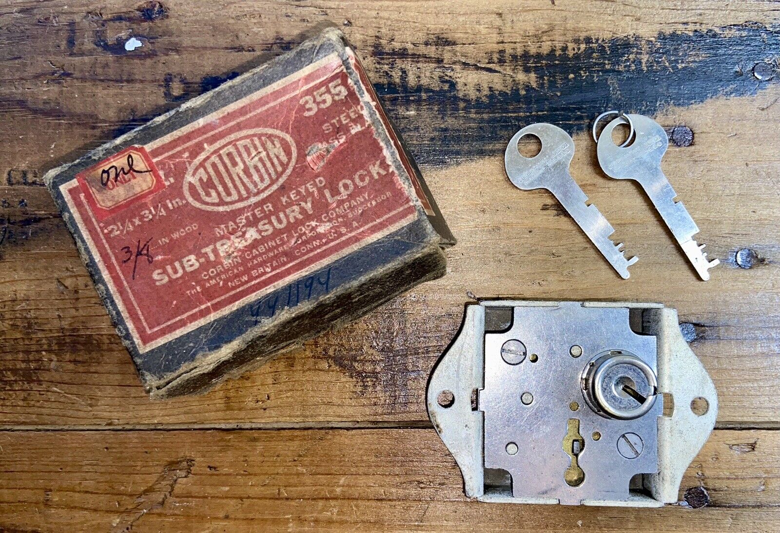 Antique 355 Corbin Master-Keyed Sub-Treasury Lock(2 keys) pre-owned(never Used)
