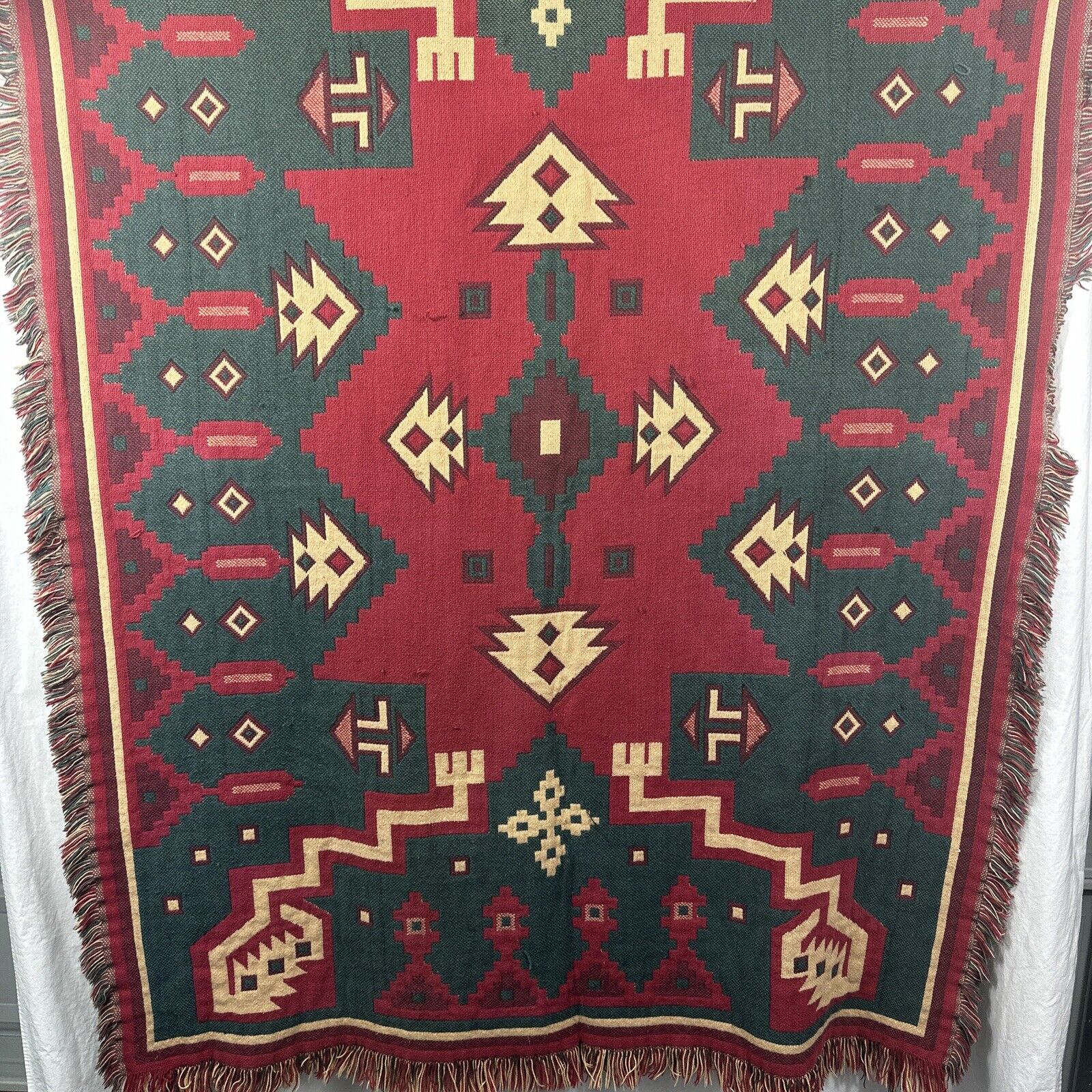 Vintage Goodwin Weavers Aztec Throw Blanket Made In USA