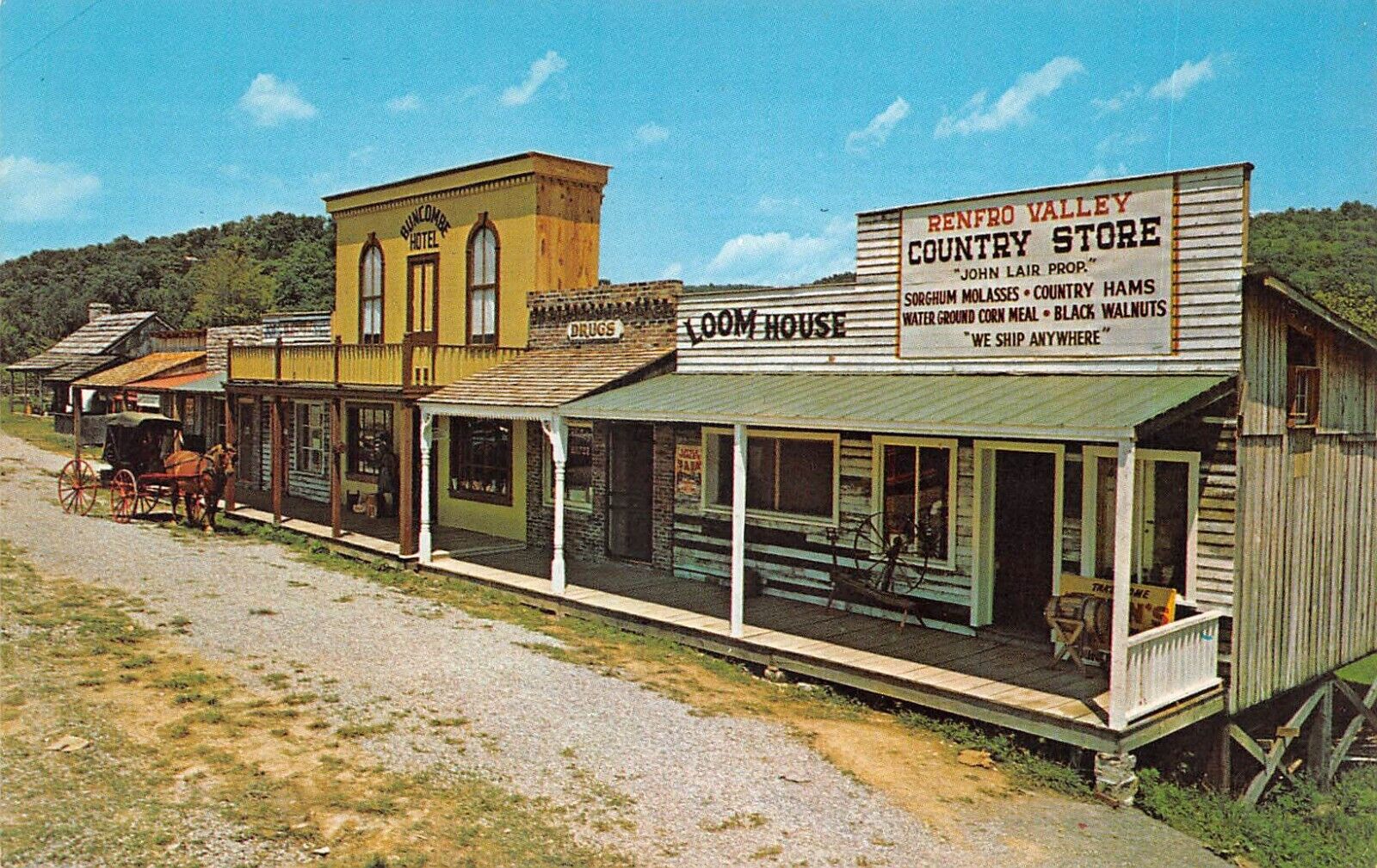 Old Main Street Renfro Valley Kentucky Chrome Postcard