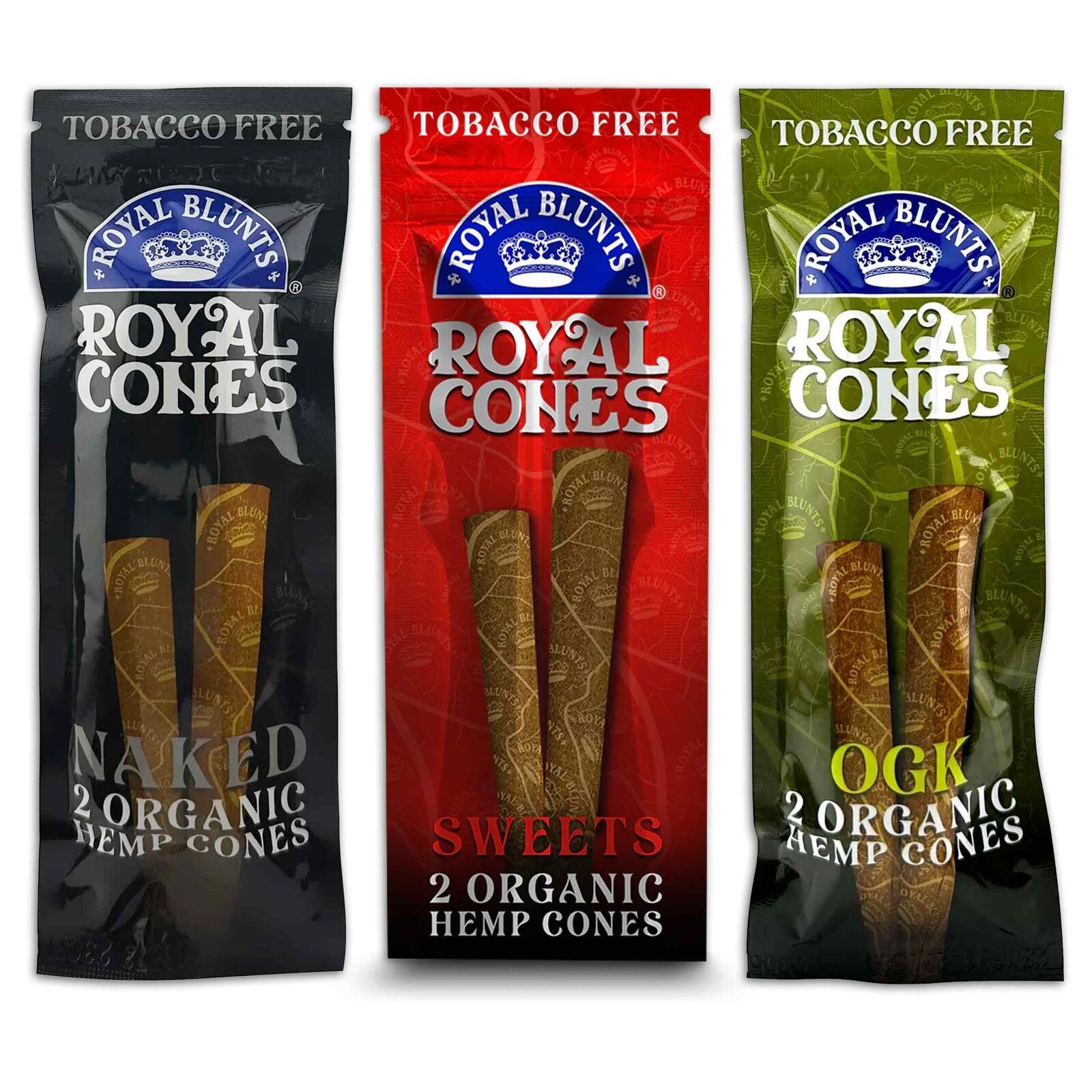 ROYAL CONES Organic Cones VARIETY PACK Pre-Rolled Cones - (3 Pouches)