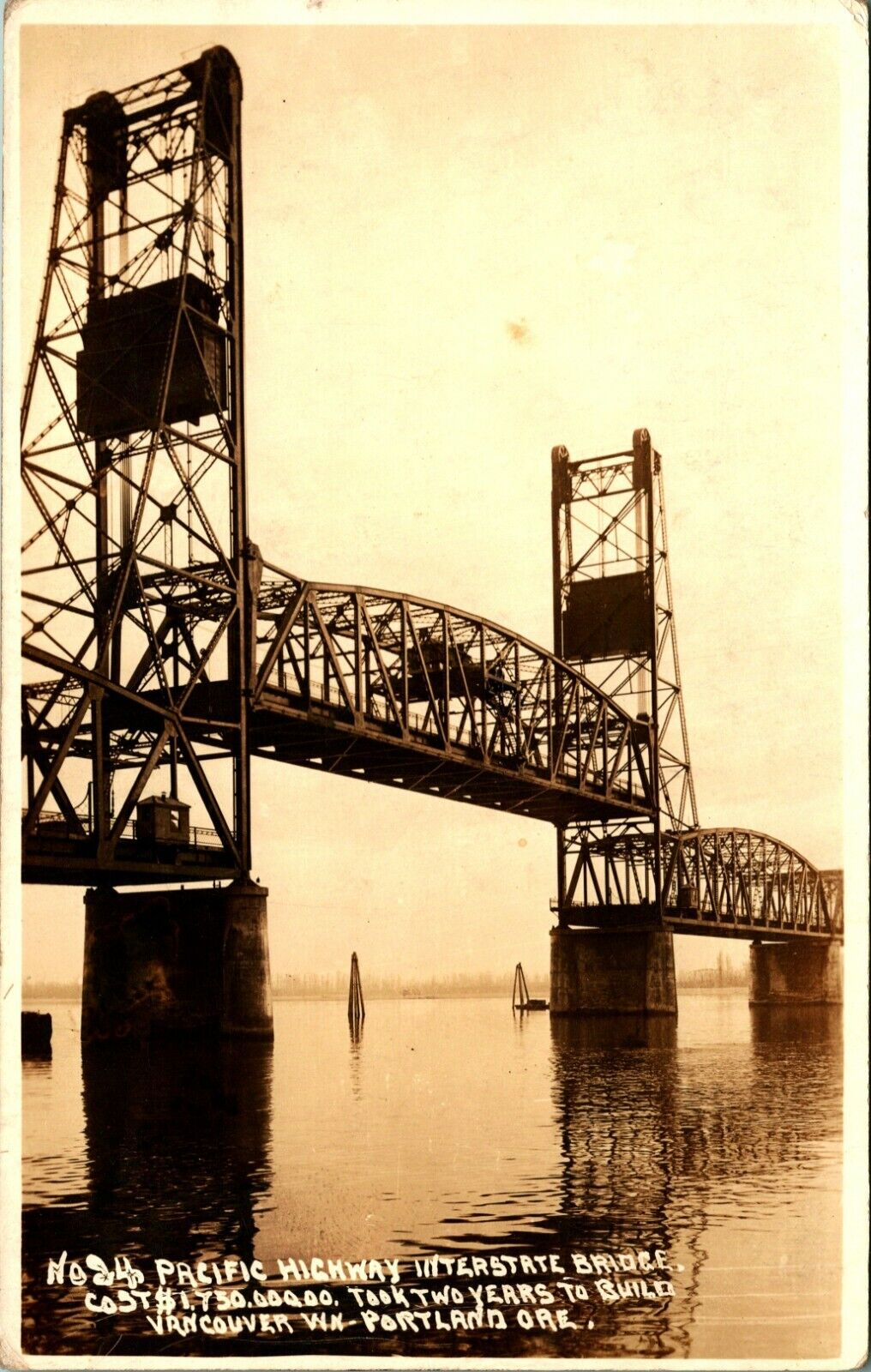 Pacific Highway Interstate Bridge Vancouver WA Portland OR 1920s Postcard UNP D8