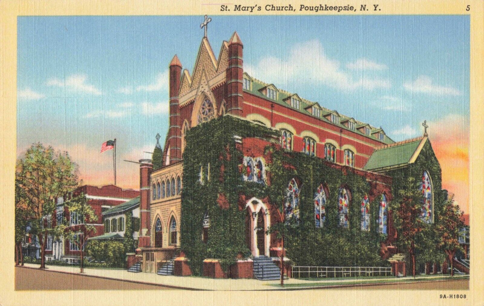 Poughkeepsie NY New York, St. Mary\'s Church Building, Vintage Postcard