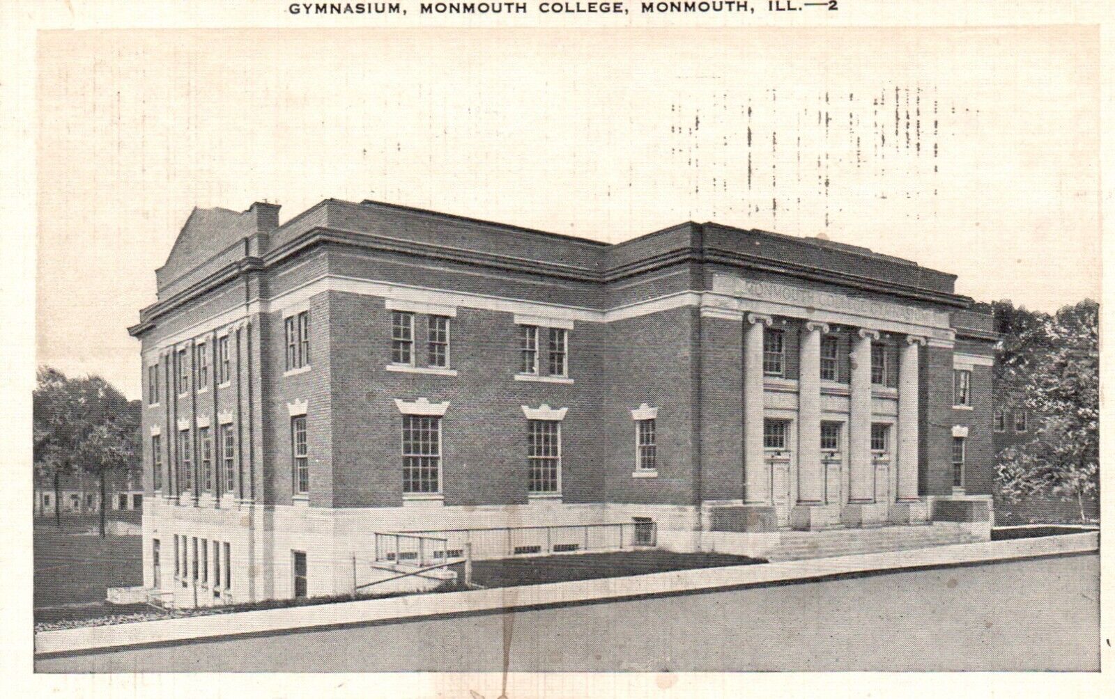 Postcard IL Monmouth College Illinois Gymnasium Posted 1947 Vintage PC H4132