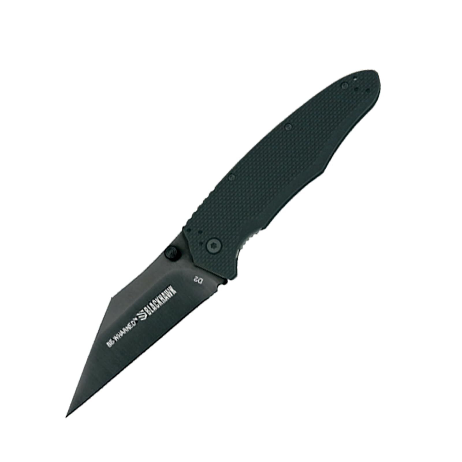 New Blackhawk Be-Wharned Linerlock A/O Folding Poket Knife BH15BW201BK