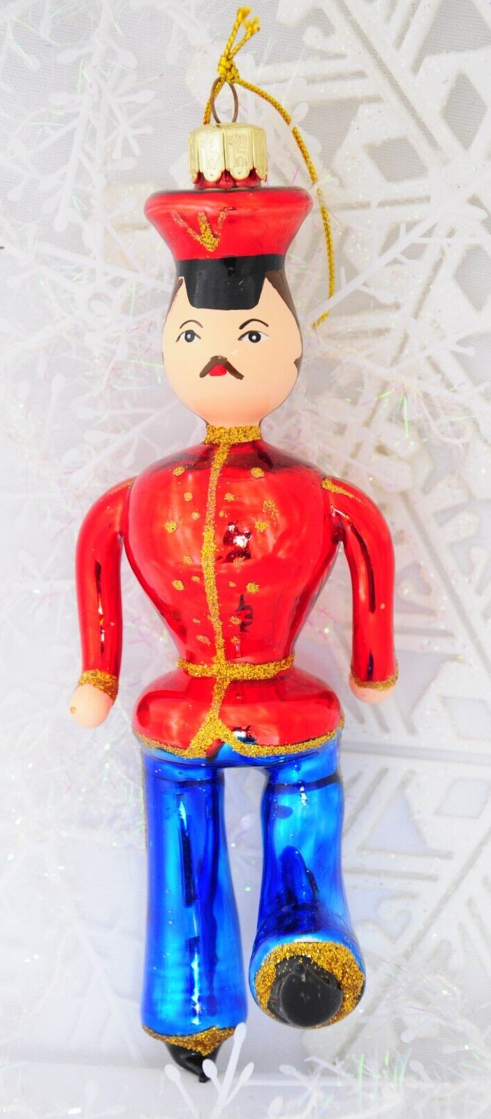 Large Glass Marching Soldier Christmas Ornament