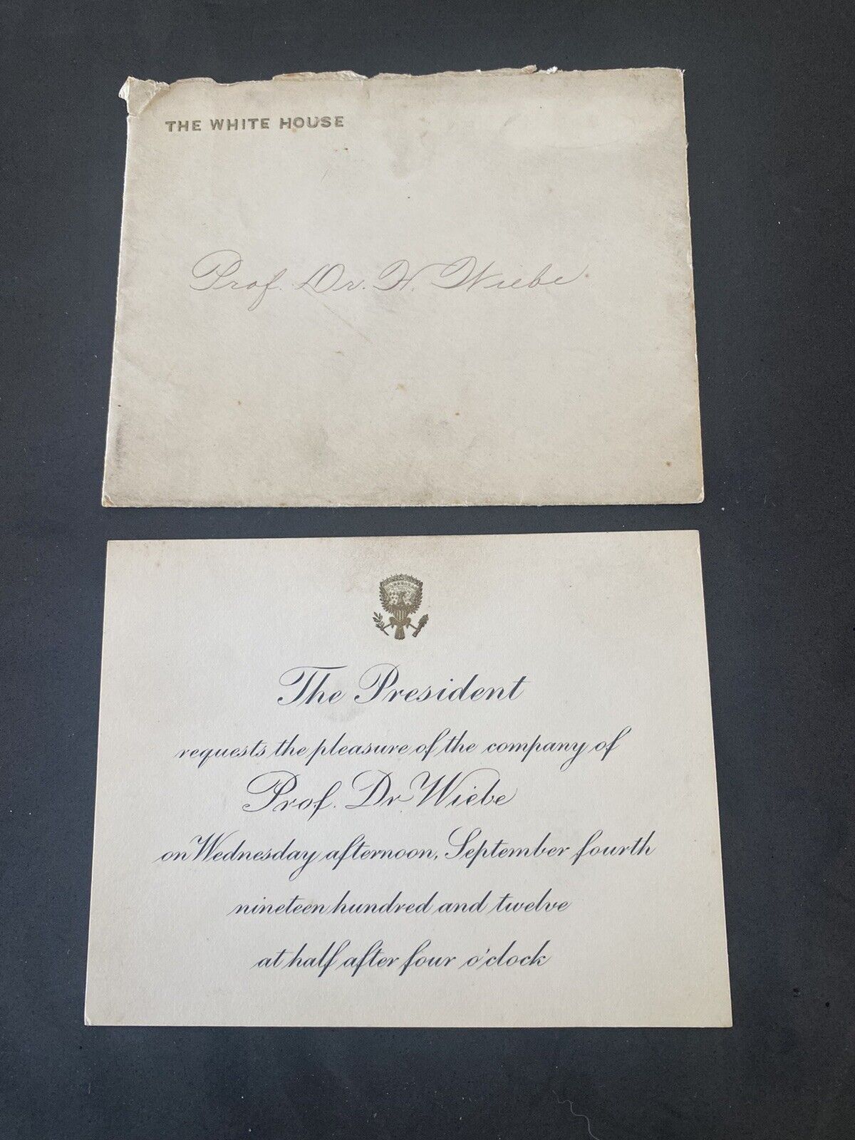 1912 White House Presidential Invitation - Woodrow Wilson