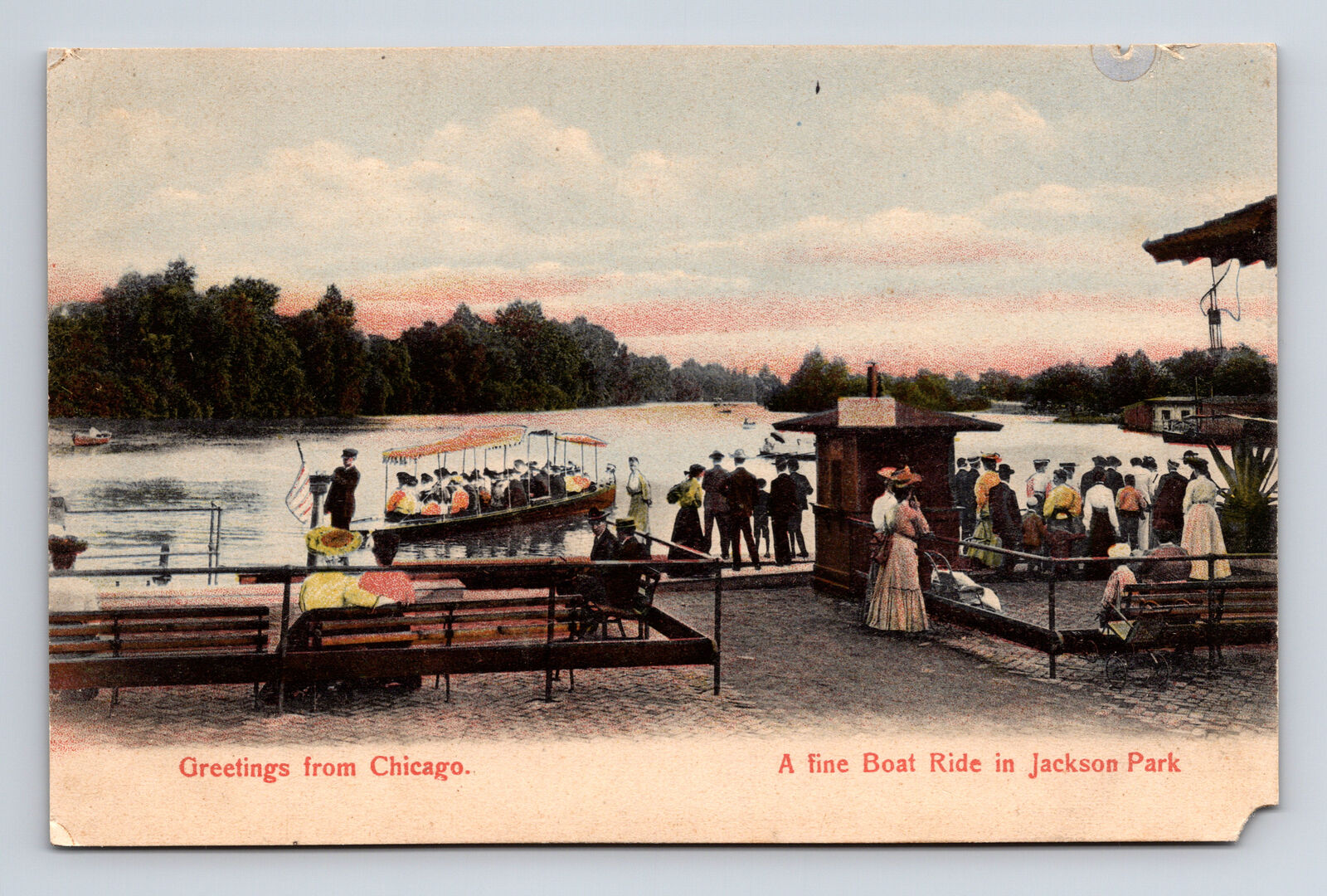 A Fine Boat Ride In Jackson Park Chicago Illinois IL Postcard