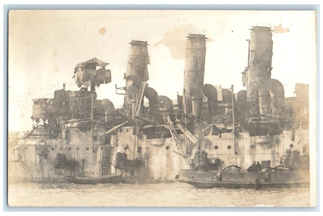 c1914-1918 WWI HMS Vindictive Battleship Warship Britain RPPC Photo Postcard