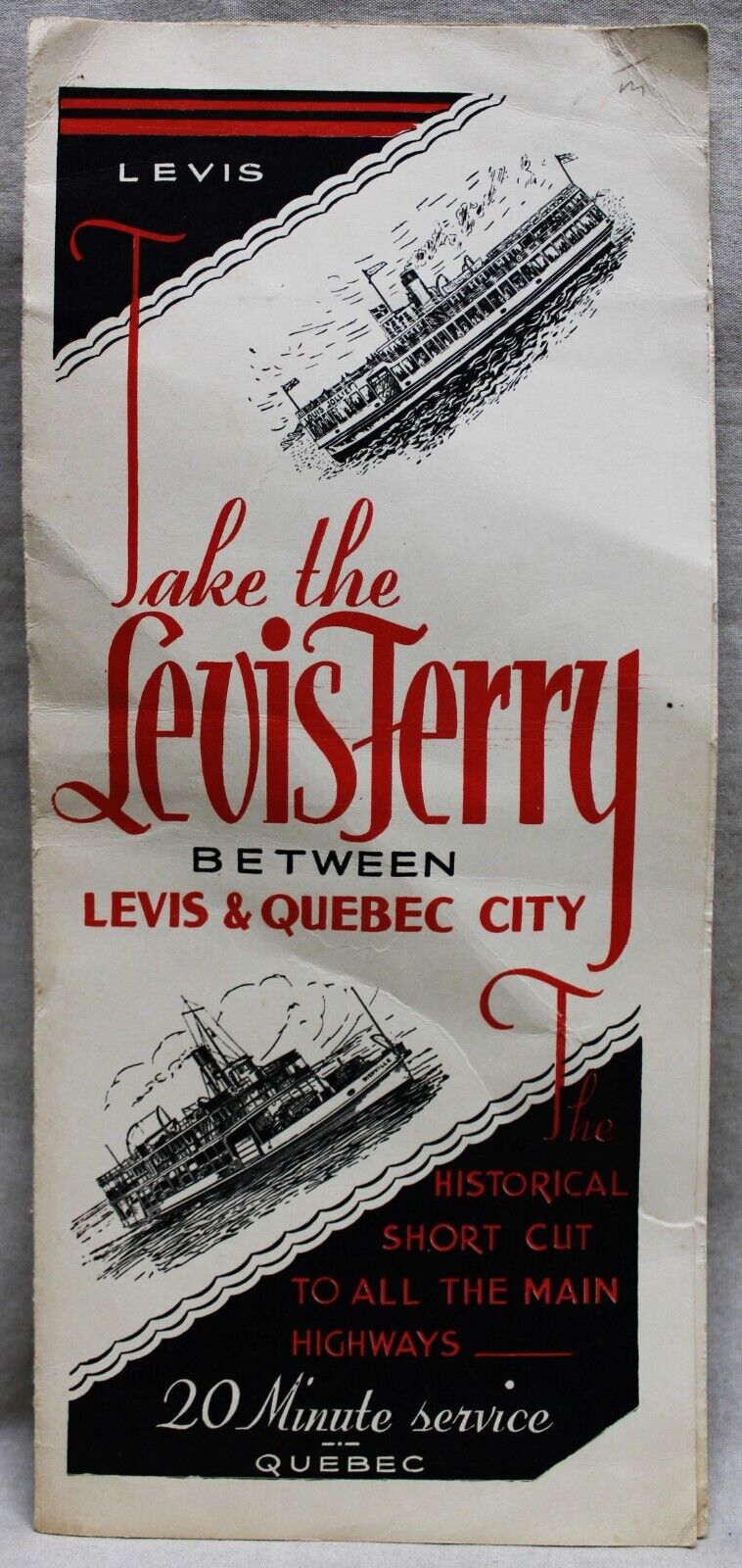 LEVIS QUEBEC CITY CANADA ST LAWRENCE RIVER FERRY CROSSING BROCHURE 1930s VINTAGE