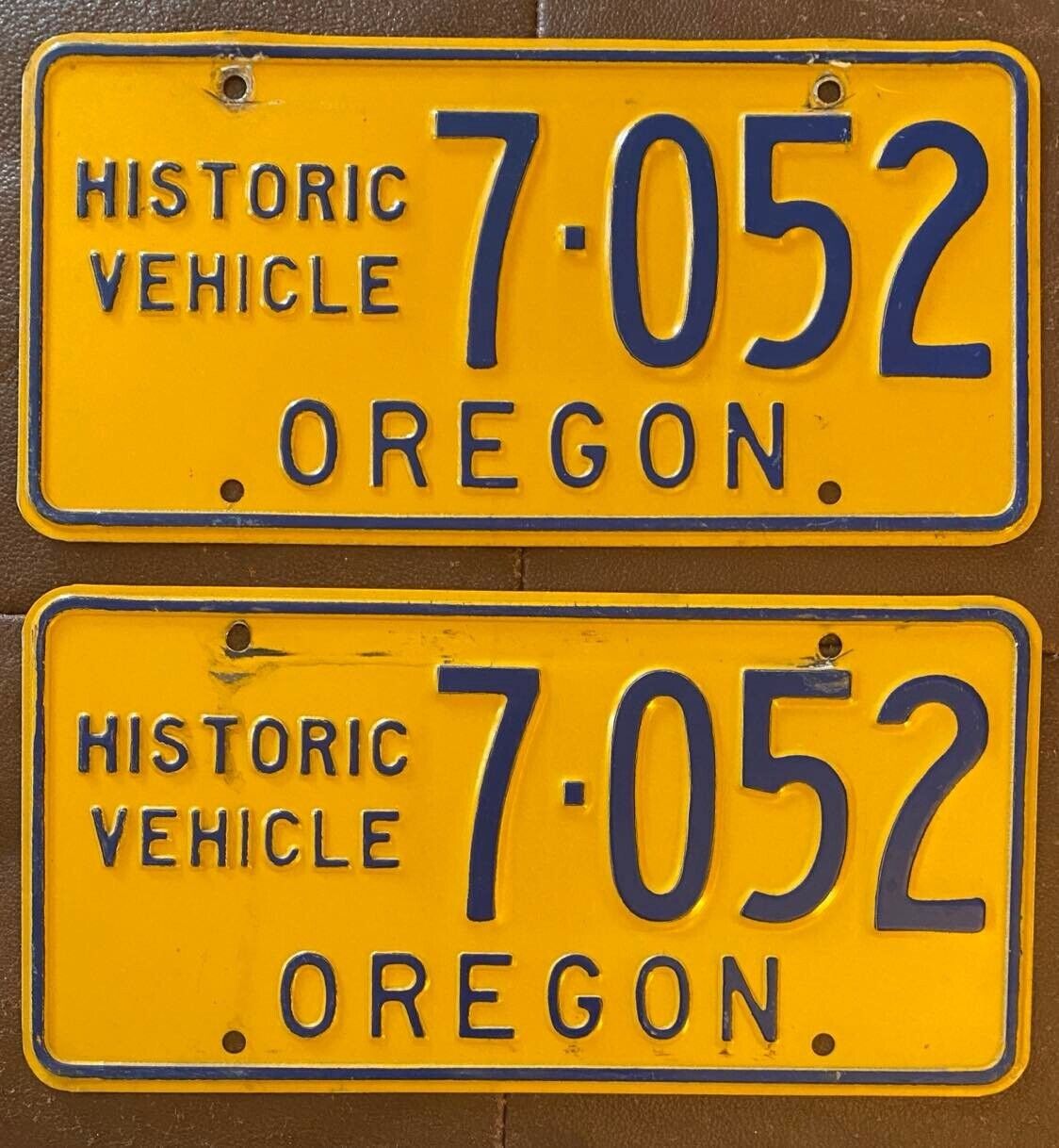 Oregon 1980\'s HISTORIC VEHICLE License Plate PAIR # 7-052