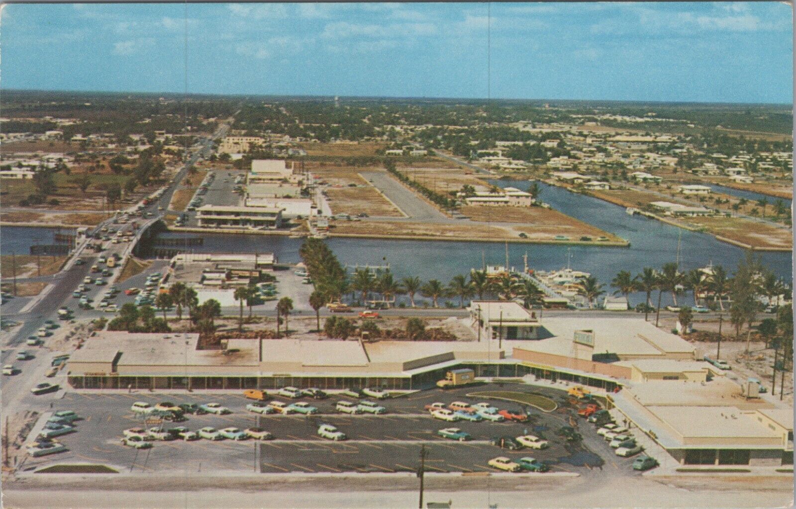 Pompano Beach, Florida FL Aerial View Oceanside Shopping Center c1960s PC 7520.1