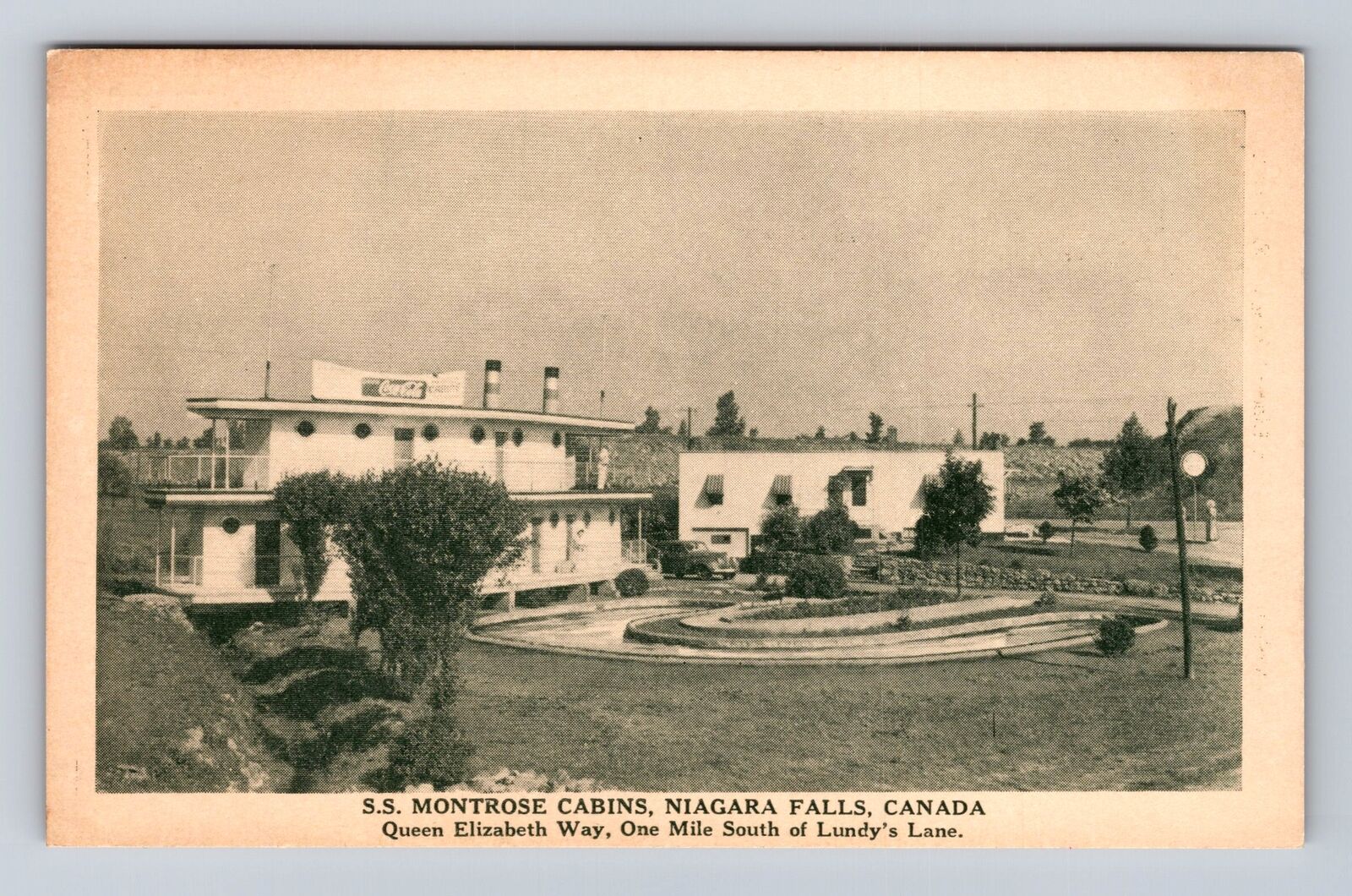 Niagara Falls Canada, S.S. Montrose Cabins, Coca-Cola Advertise Vintage Postcard