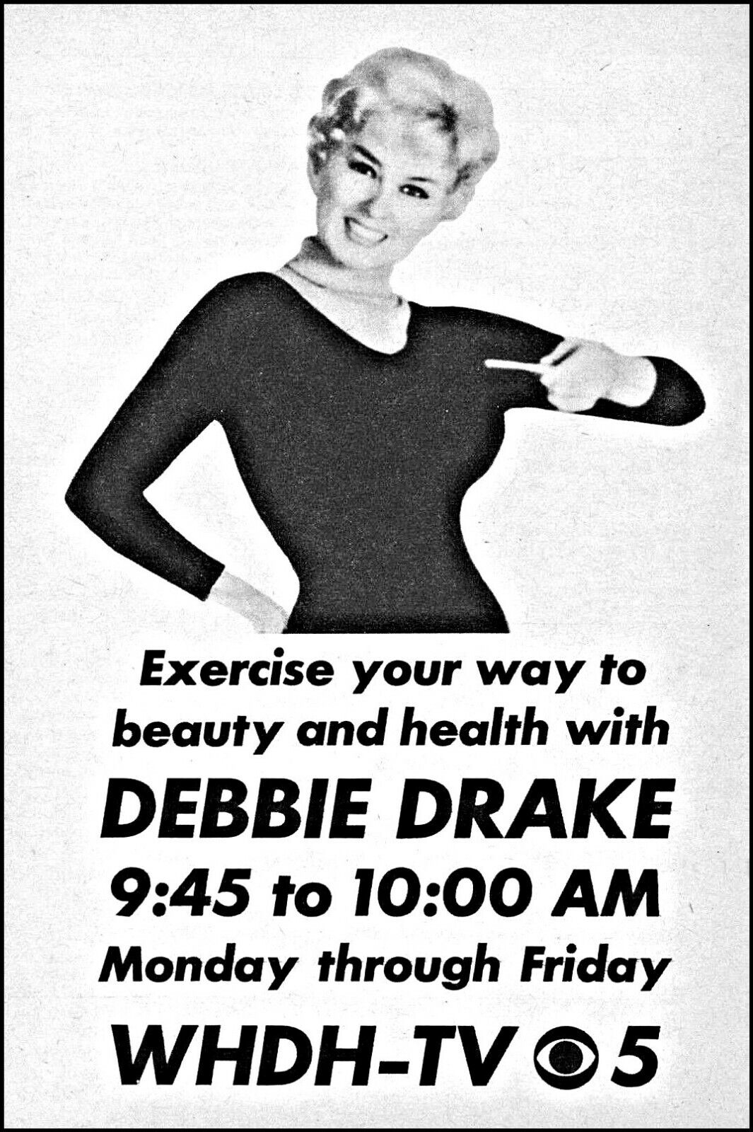 1962  Debbie Drake Show daily excercise WHDH-Tv Boston Channel 5 promo print ad