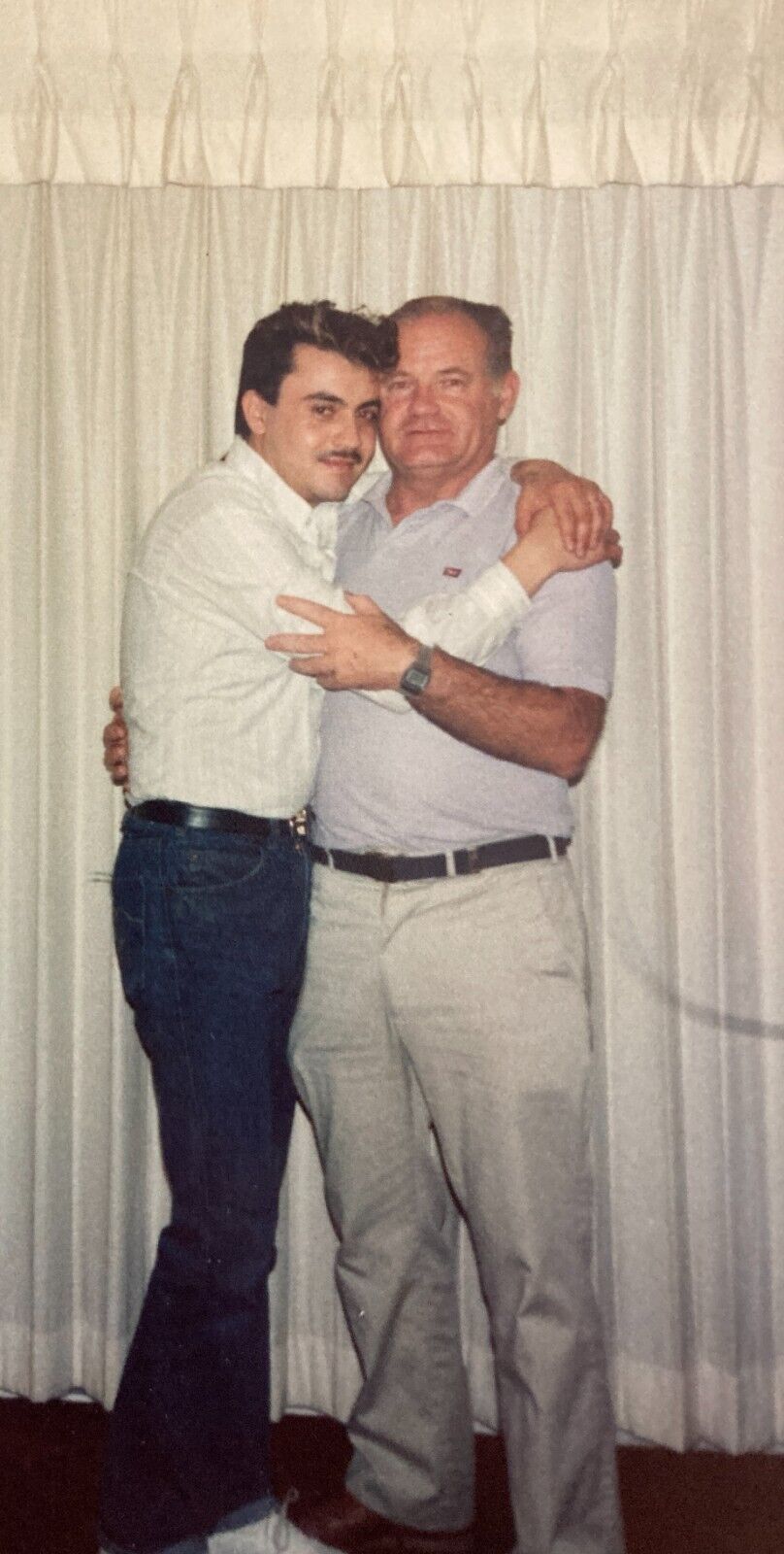 Vintage 1980s Photo Hugging Loving Men Couple Gay Interest Older Young