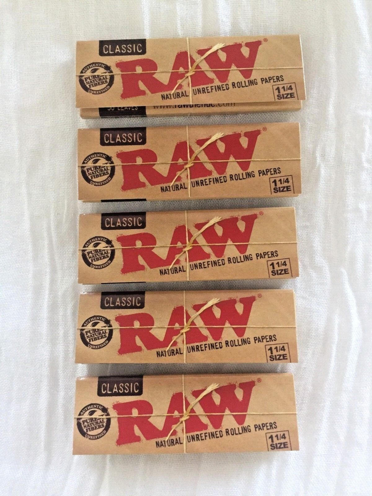 Raw 5 Packs 1.25 (1-1/4) Classic Rolling Papers FREE SAME DAY SHIPPING