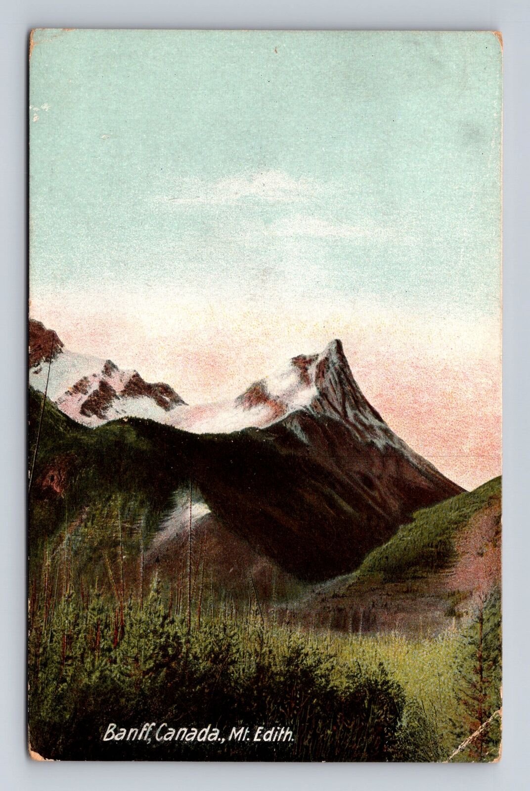 Banff Alberta-Canada, Mount Edith, Antique, Vintage c1906 Souvenir Postcard
