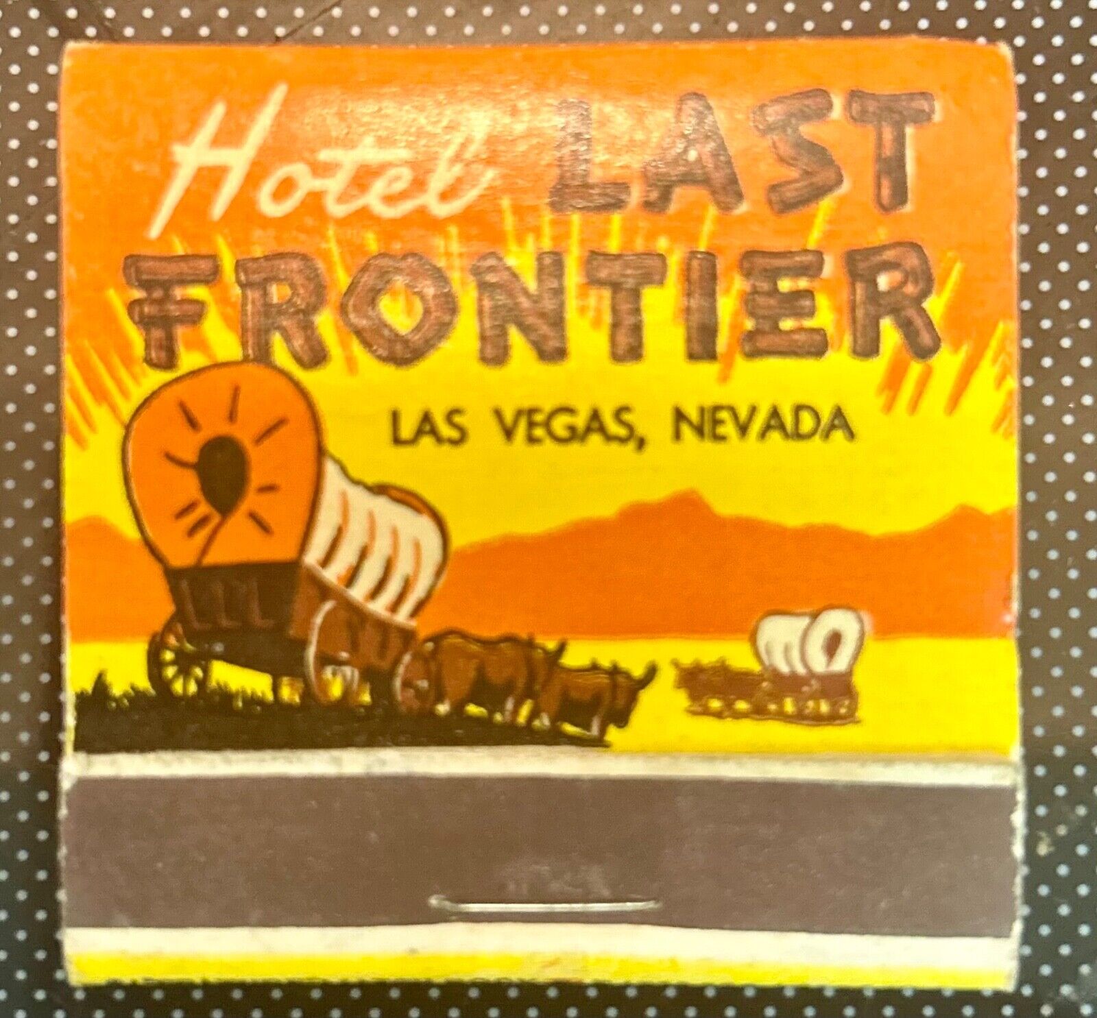 Never Used HOTEL LAST FRONTIER LAS VEGAS NEVADA WAGON MATCHBOOK CASINO ROOM
