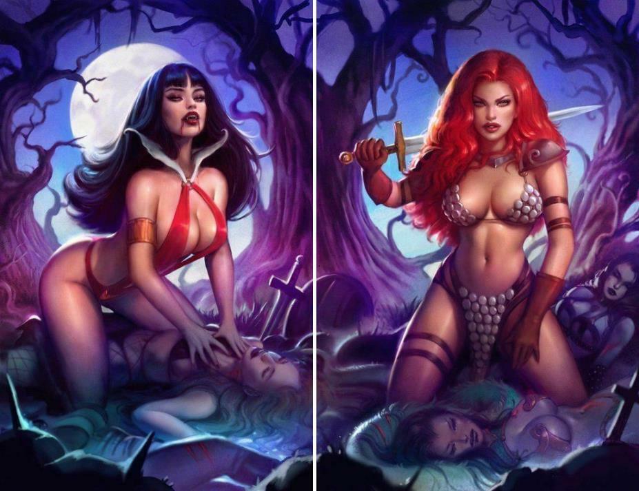 Vampirella #10 & Red Sonja Age of Chaos #4 Sun Khamunaki Connecting Virgin Set