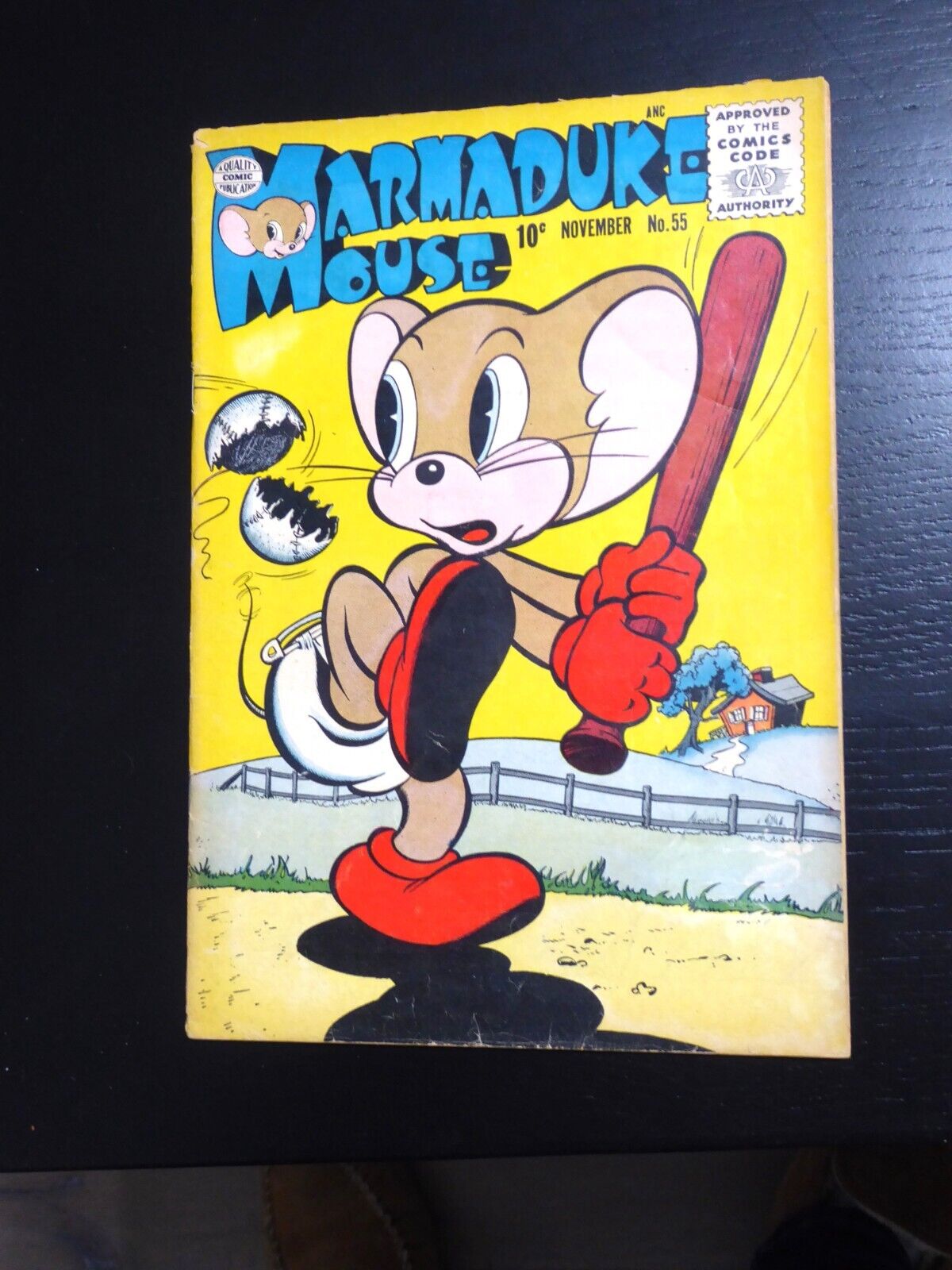 Marmaduke Mouse #55 November 1955, Baseball cover