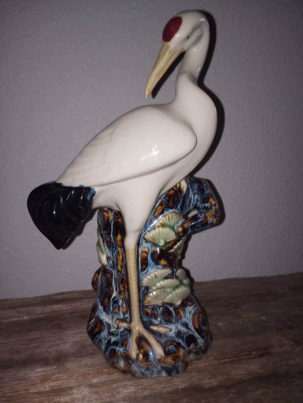 Vintage Large 10.5 inches tall Chinese Crane Bird Vase Figurine 
