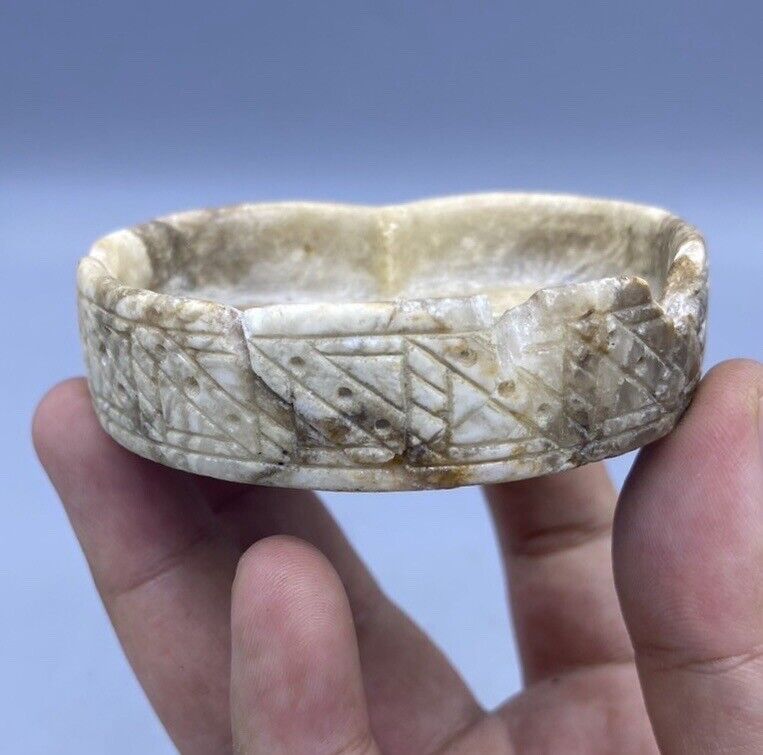 A Very Ancient Old Bactrian Alabaster Stone Cosmetic  Vessel 2500-2200 BC