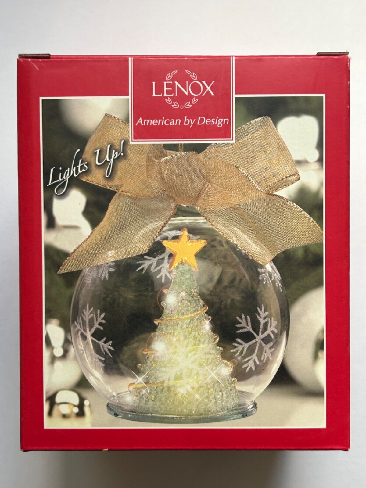 Lenox Wonder Ball, Tree Lit Ornament, Glass, Lights Up, Self Stands, Pre-Owned