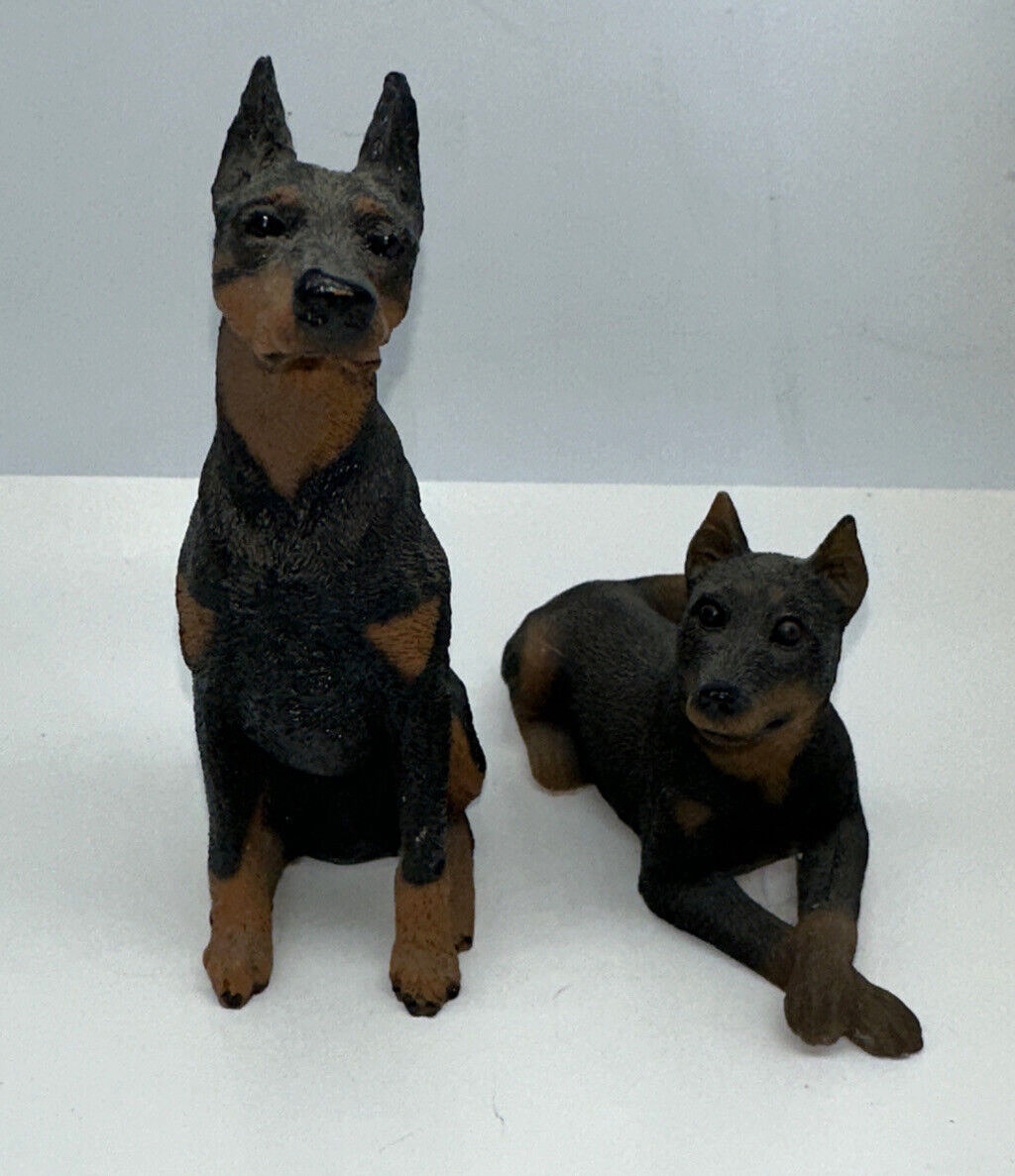 Set of 2 Doberman Pinscher Dog Figurines