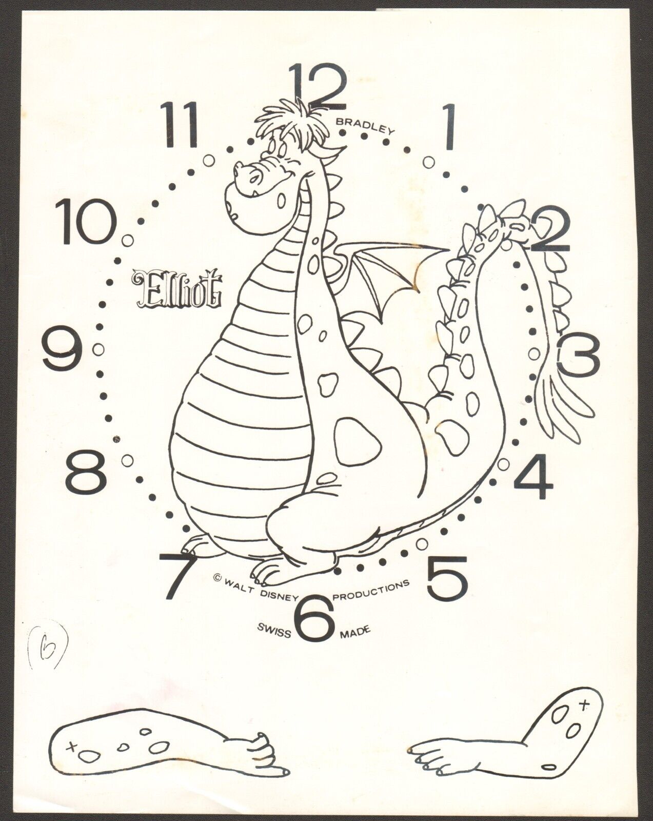 Walt Disney\'s Elliot - Bradley Time Original  Watch Dial & Watch Hand  Mock Up 