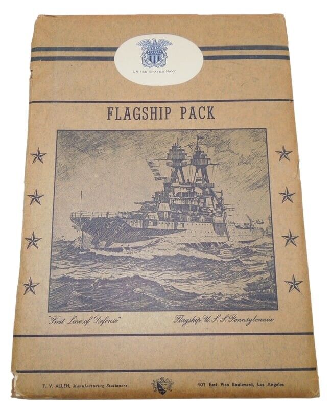 WWII 1943 USN Navy Flagship Pack USS Pennsylvania Writing Pad & Stationary