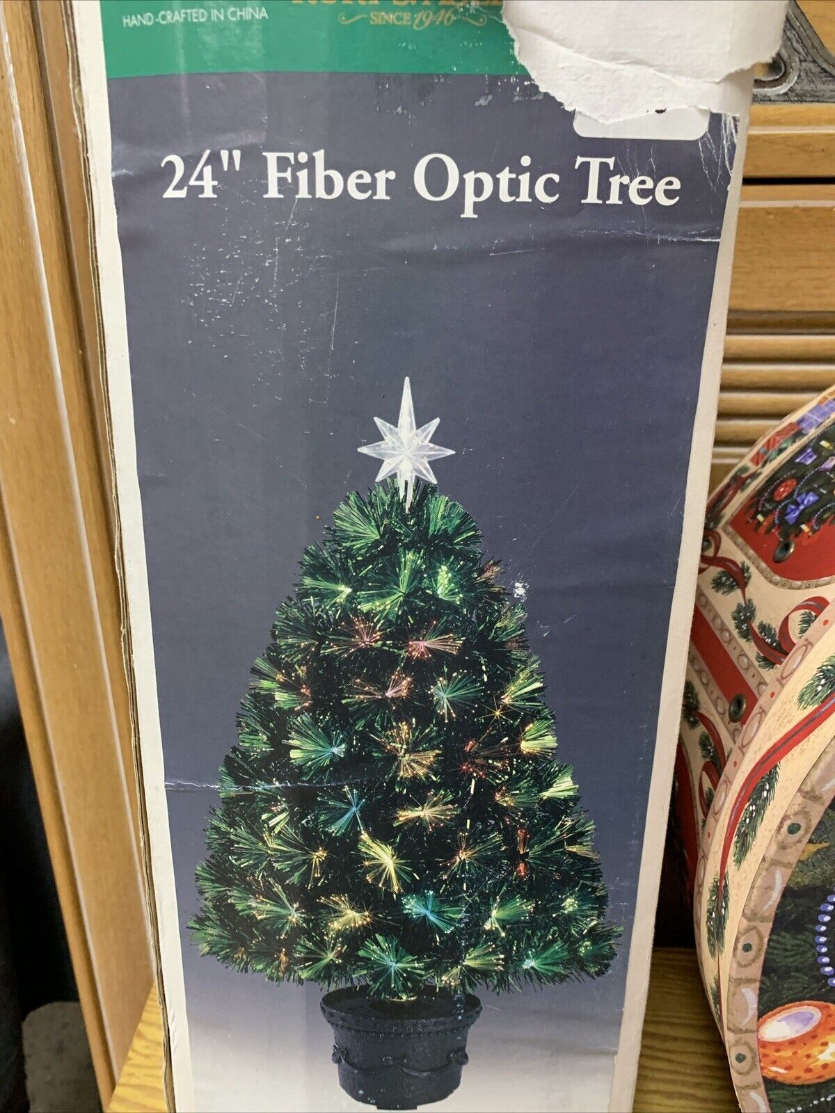 Vtg Kurt Adler Fiber Optic Christmas Tree 24 inch Color Changing In Original Box