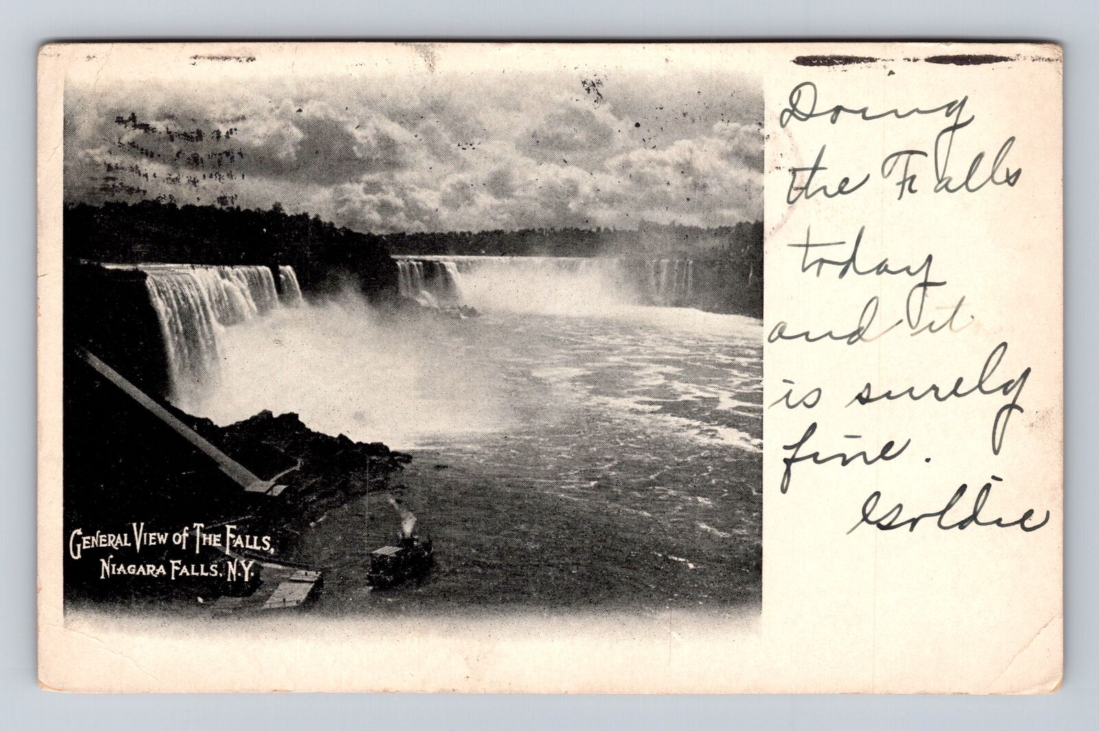 Niagara Falls NY-New York, General View Of The Falls, Vintage c1908 Postcard