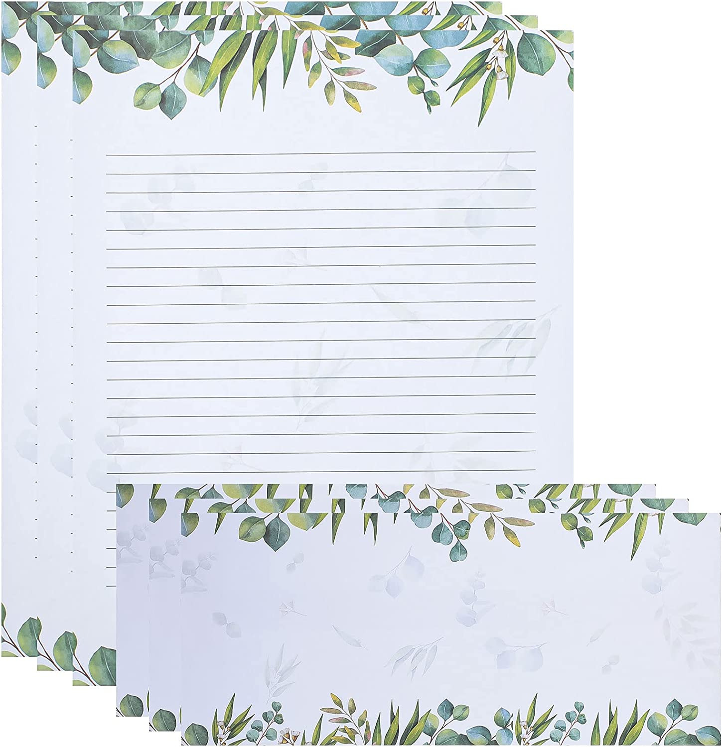 72 Pcs Leaf Theme Paper Stationery Set 36 Pcs Greenery Letterhead Paper with 36 