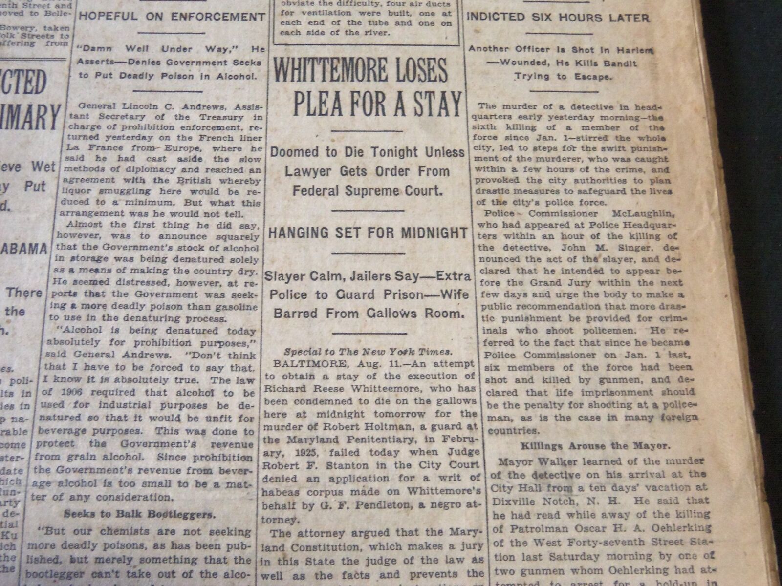 1926 AUGUST 12 NEW YORK TIMES - WHITTEMORE LOSES PLEA FOR A STAY - NT 6602